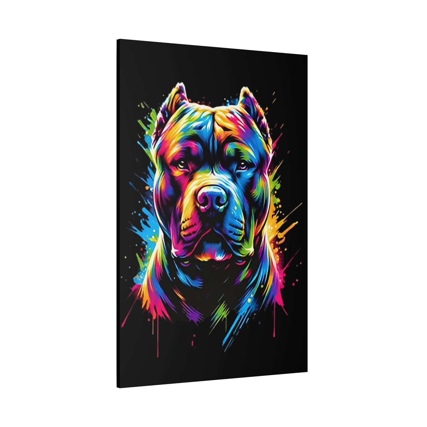 Neon Pitbull Canvas Art Print | Pet Lover Wall Decor, Dog Decor, Home Art, Gift for Dog Owners, Vibrant Animal Wall Art - VYBE Shop