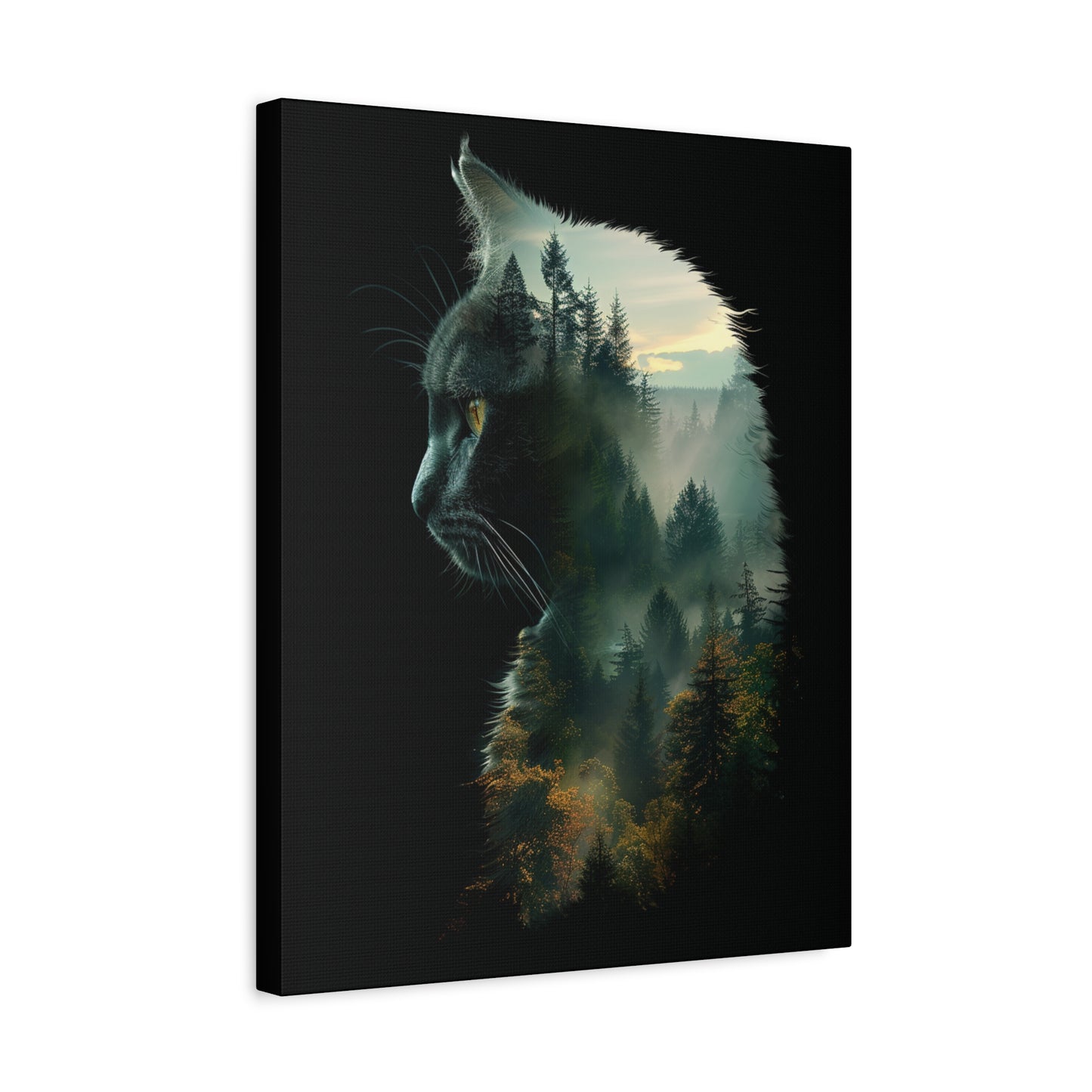 Cat Forest Matte Canvas Wall Art | Feline Home Decor, Gift for Cat Lovers, Nature Art Print, Unique Wall Decor, Cat-Themed Gift - VYBE Shop
