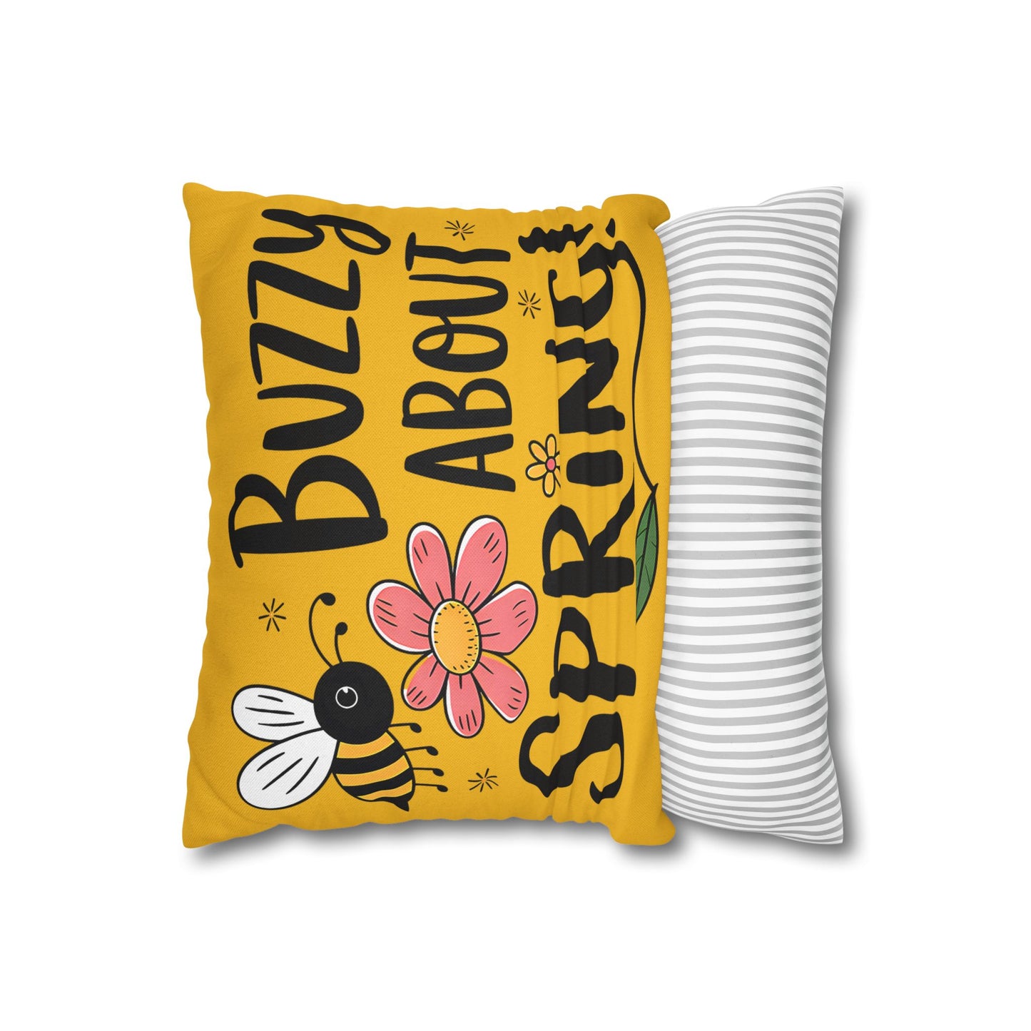 Buzzing Spring Pillowcase - Bee Themed Decorative Cushion Cover for Spring Home Decor and Floral Accent Gifts - VYBE Shop