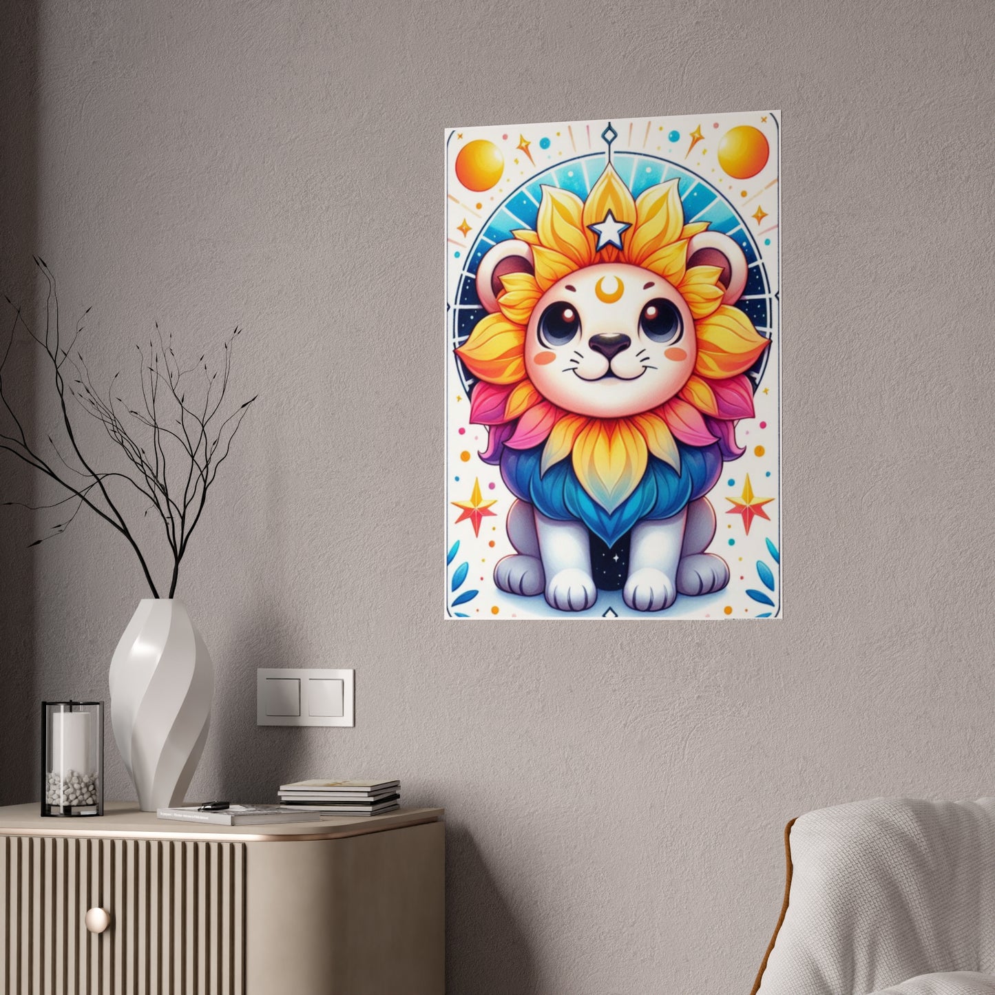 Colorful Lion Art Print Poster - Glossy Wall Decor for Vibrant Spaces - VYBE Shop