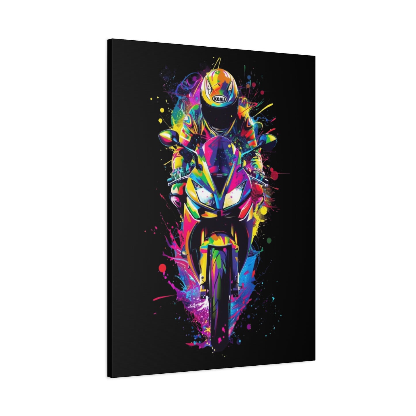 Neon Motorcycle Canvas Art, Perfect for Bikers, Home Decor, Gifts for Riders, Colorful Wall Art, Bike Lover's Gift - VYBE Shop