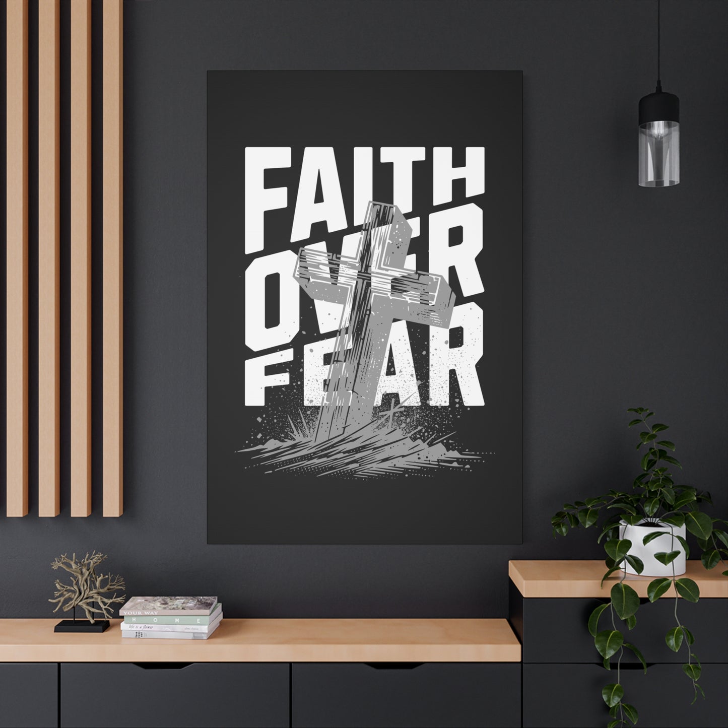 Religion- Faith Over Fear Canvas Print, Inspirational Wall Art, Religious Home Decor - VYBE Shop