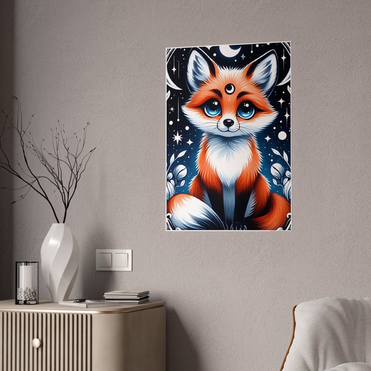 Glossy Fox Art Poster, Cute Animal Poster - VYBE Shop