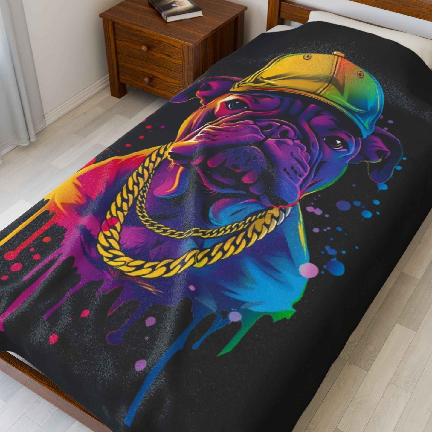 Vibrant Dog-Themed Plush Blanket