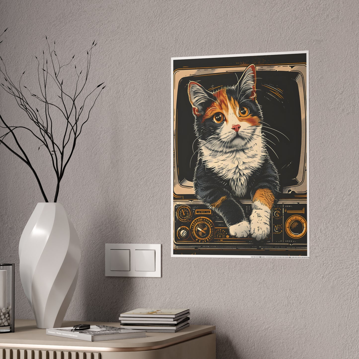 Cat Charming Cat Gloss Poster, Cat Lover Wall Art, Vintage Style Cat Print - VYBE Shop