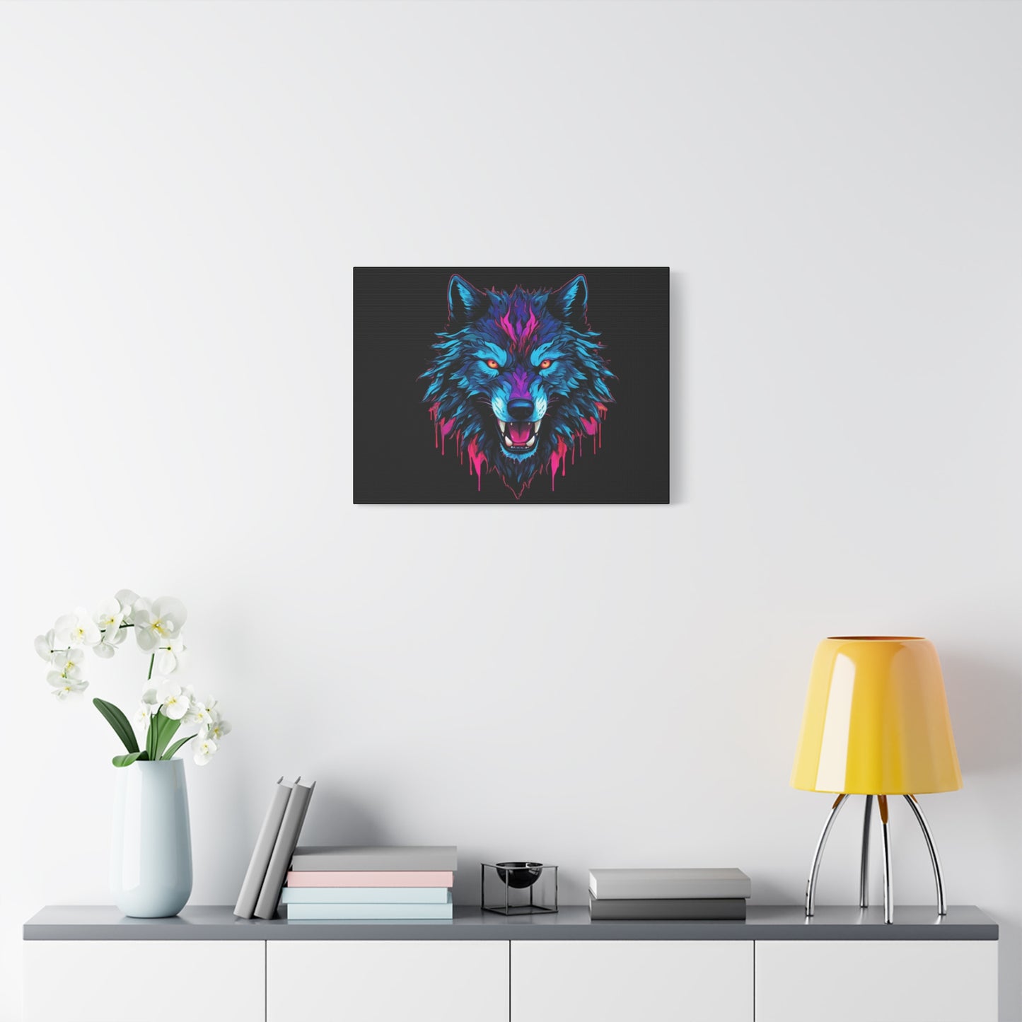 Neon Wolf Canvas Art, Colorful Wolf Wall Decor, Animal Lover Gift, Bold Home Decoration, Unique Art Print - VYBE Shop