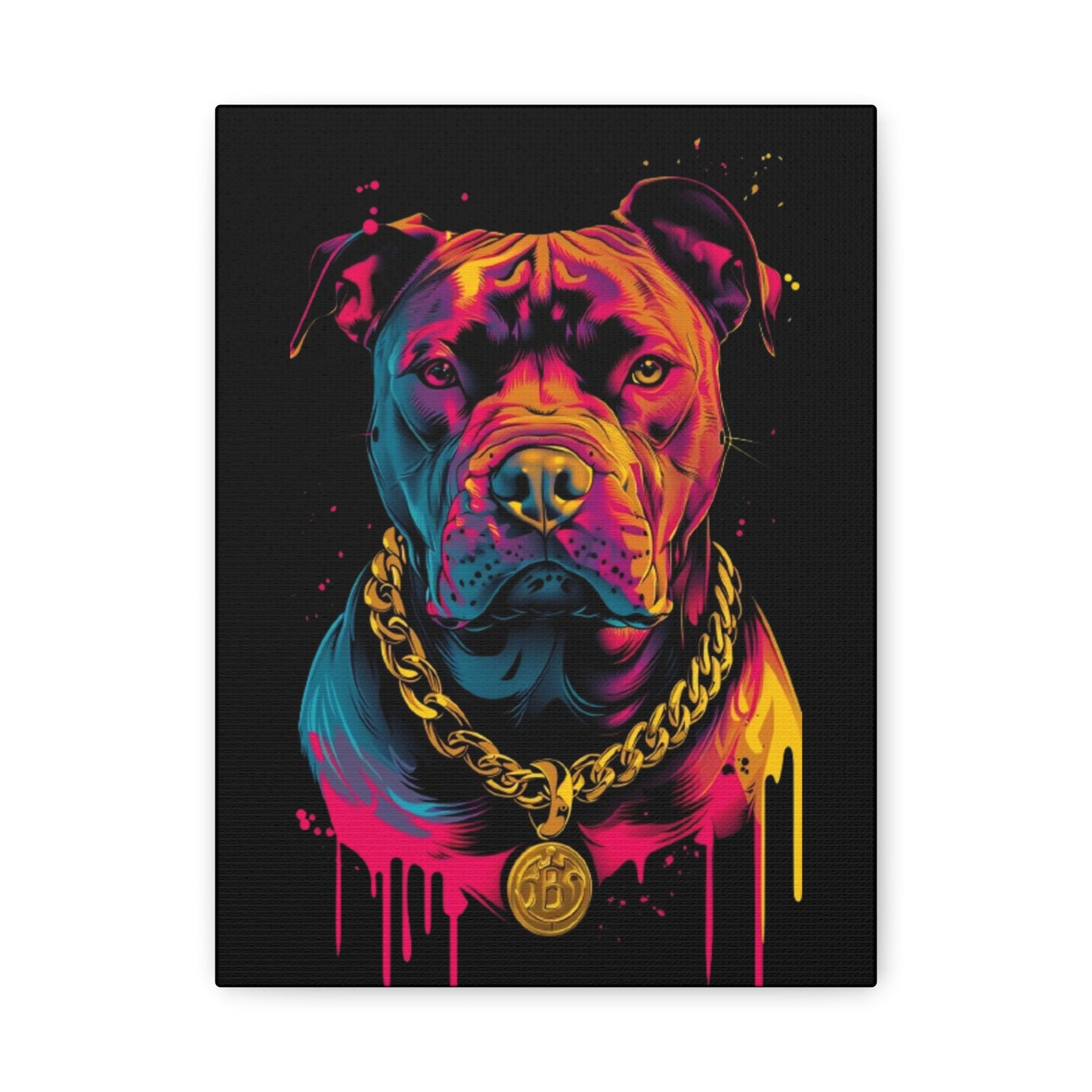 Neon Pitbull Canvas Art, Pet Lover Wall Decor, Modern Home Decor, Unique Gift for Dog Lovers, Vibrant Animal Portrait - VYBE Shop