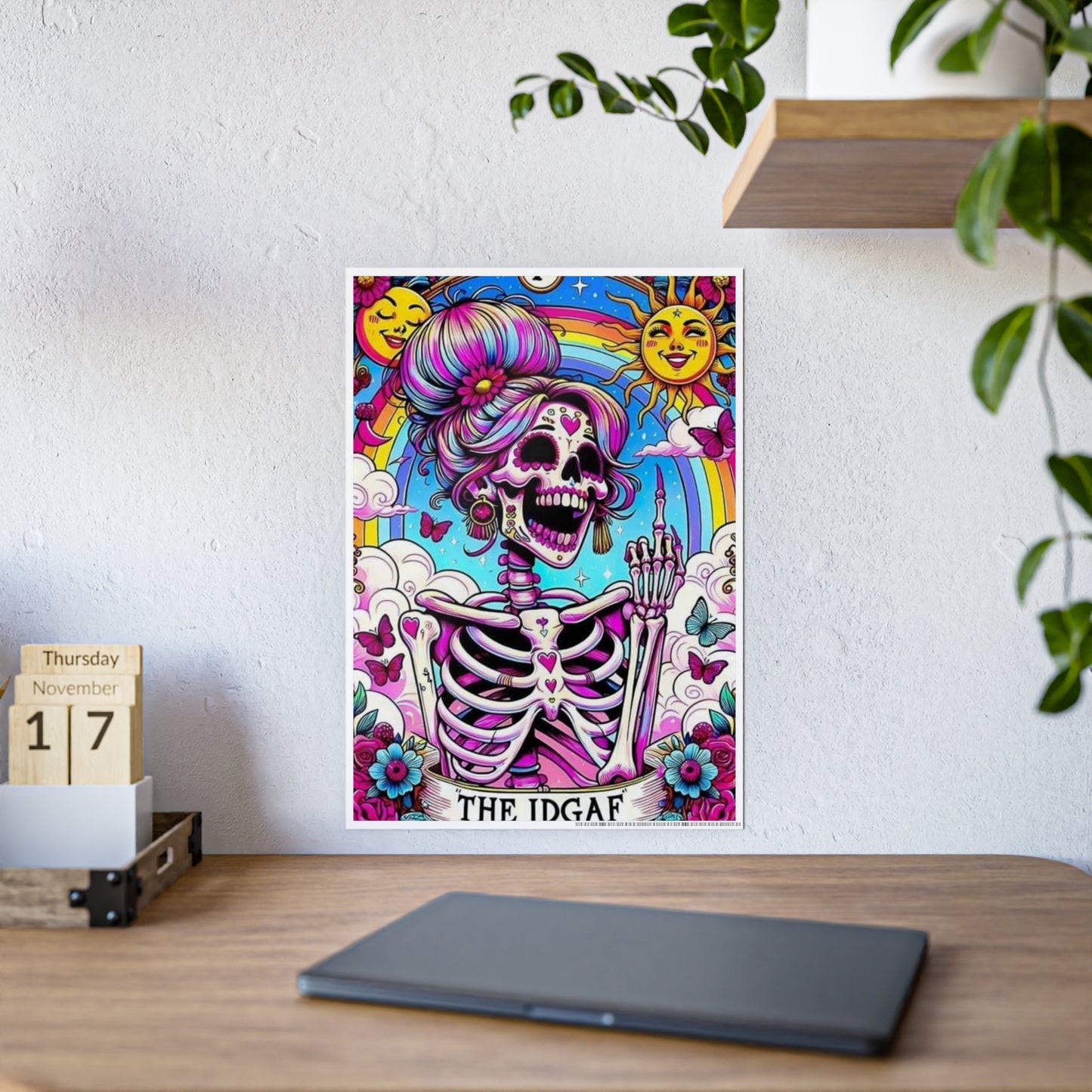 Idgaf Skeleton Wall Poster, Tarot - VYBE Shop