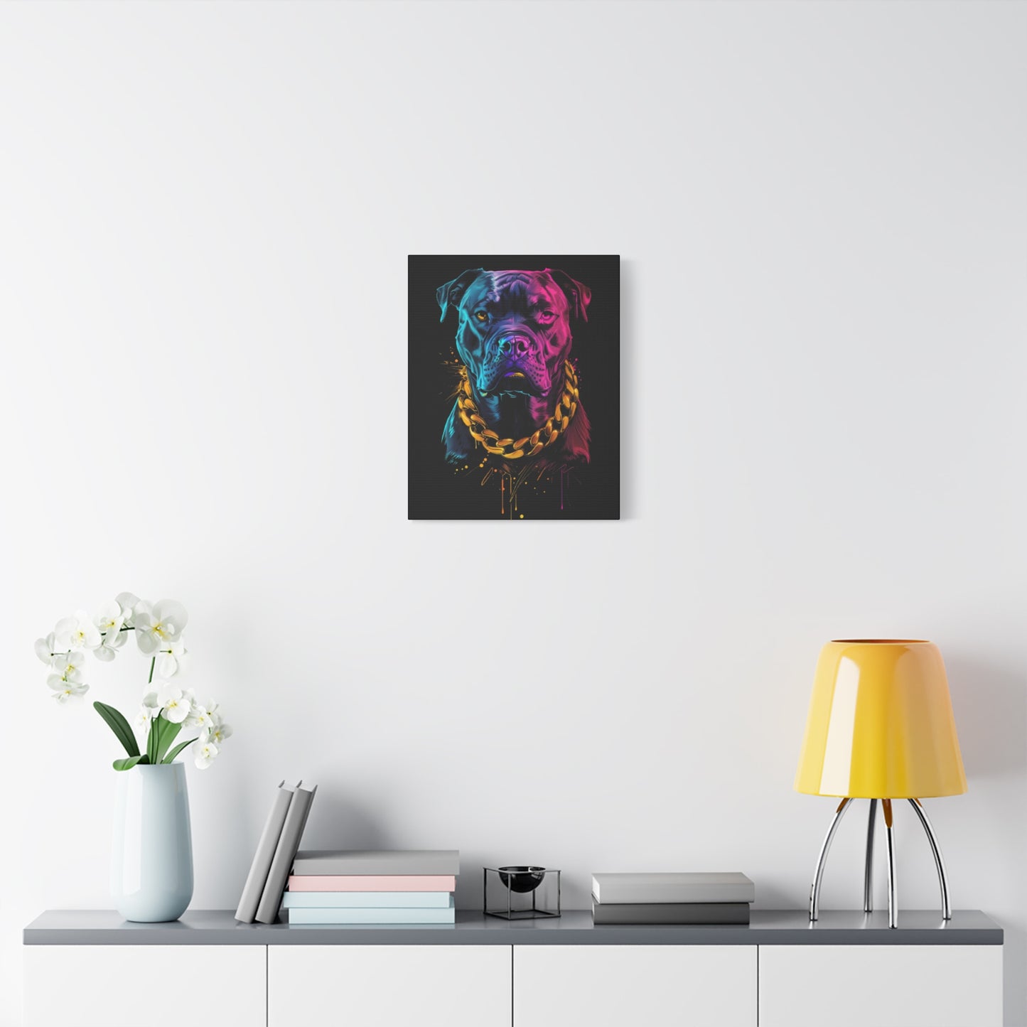 Neon Dog Portrait Canvas Print, Colorful Pet Art Wall Decor, Dog Lover Gift, Home Decoration, Unique Pet Memorial - VYBE Shop