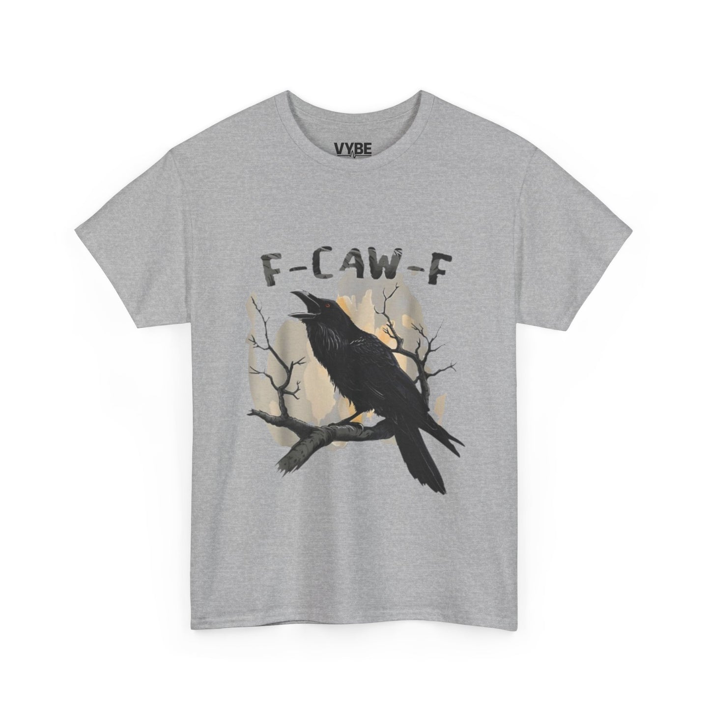 Funny F-Caw-F Unisex Heavy Cotton Tee, Funny Gift Idea, Crow Design - VYBE Shop