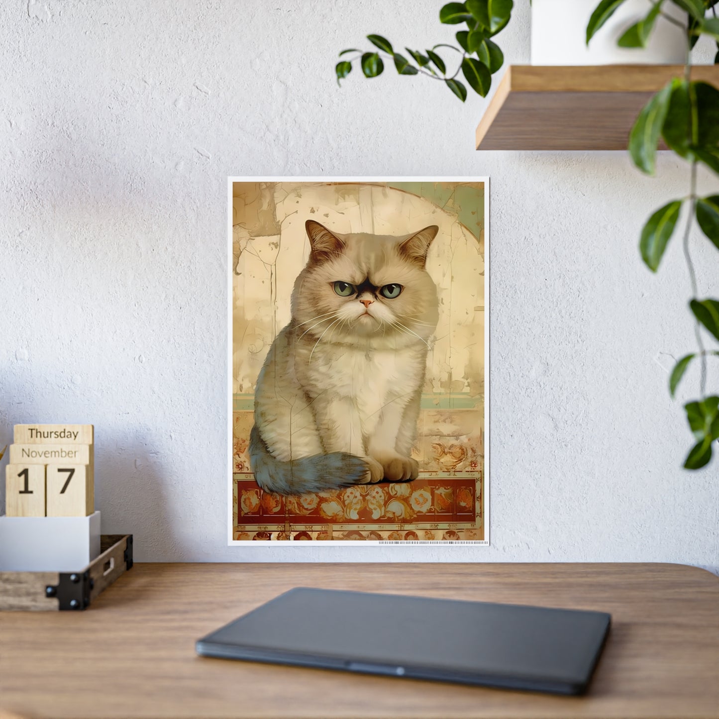 Glossy Cat Art Poster, Cat Lover Decor, Unique Cat Print - VYBE Shop