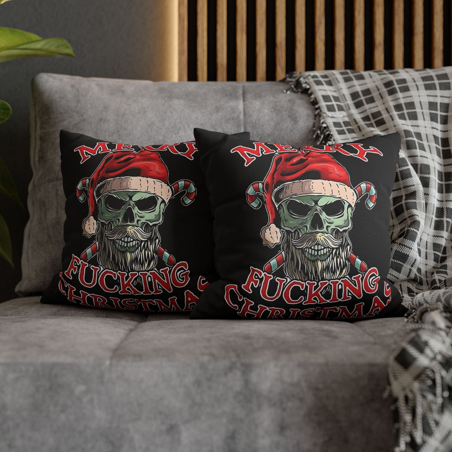 Gothic Christmas Pillowcase - Merry F***ing Christmas Cushion Cover, Edgy Holiday Decor & Unique Gift - VYBE Shop