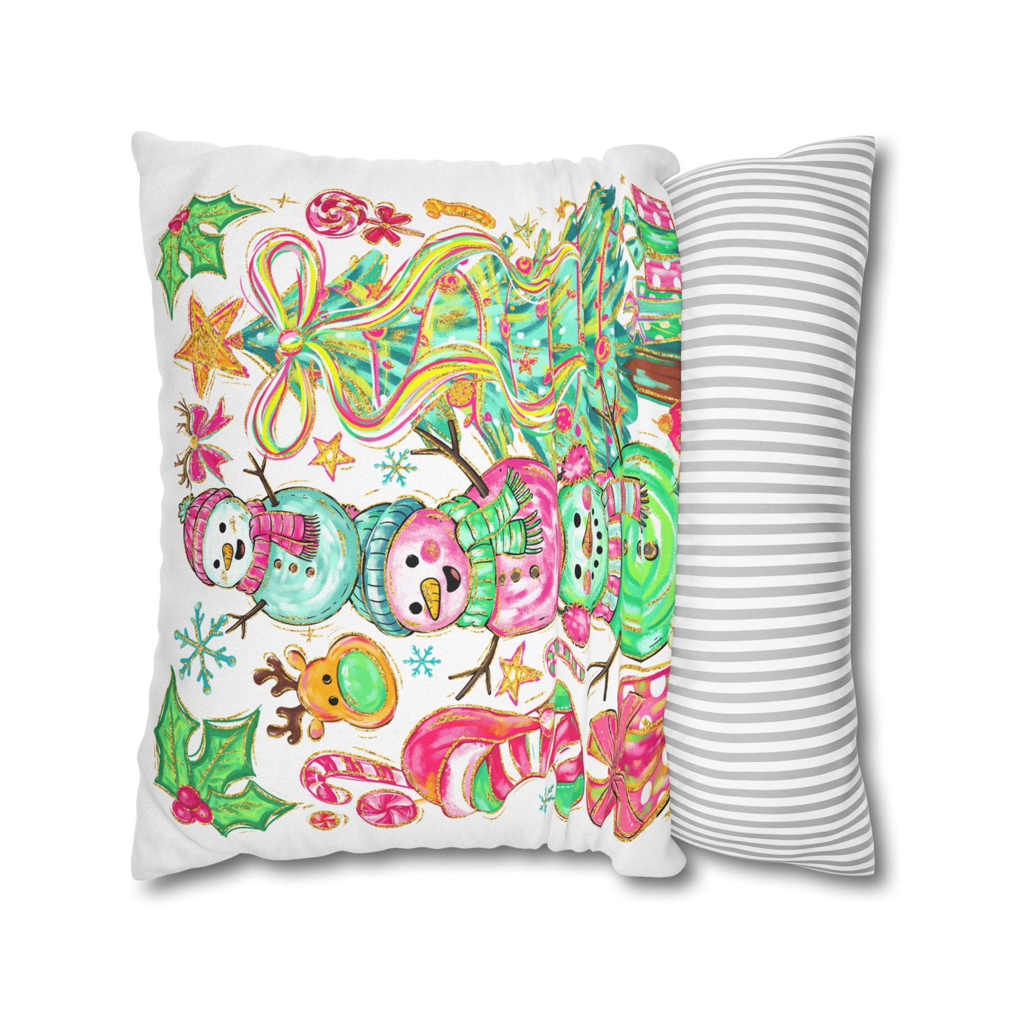 Festive Christmas Pillowcase, Holiday Decor, Winter Home Accent, Cute Snowman Design, Cozy Cushion Cover - VYBE Shop