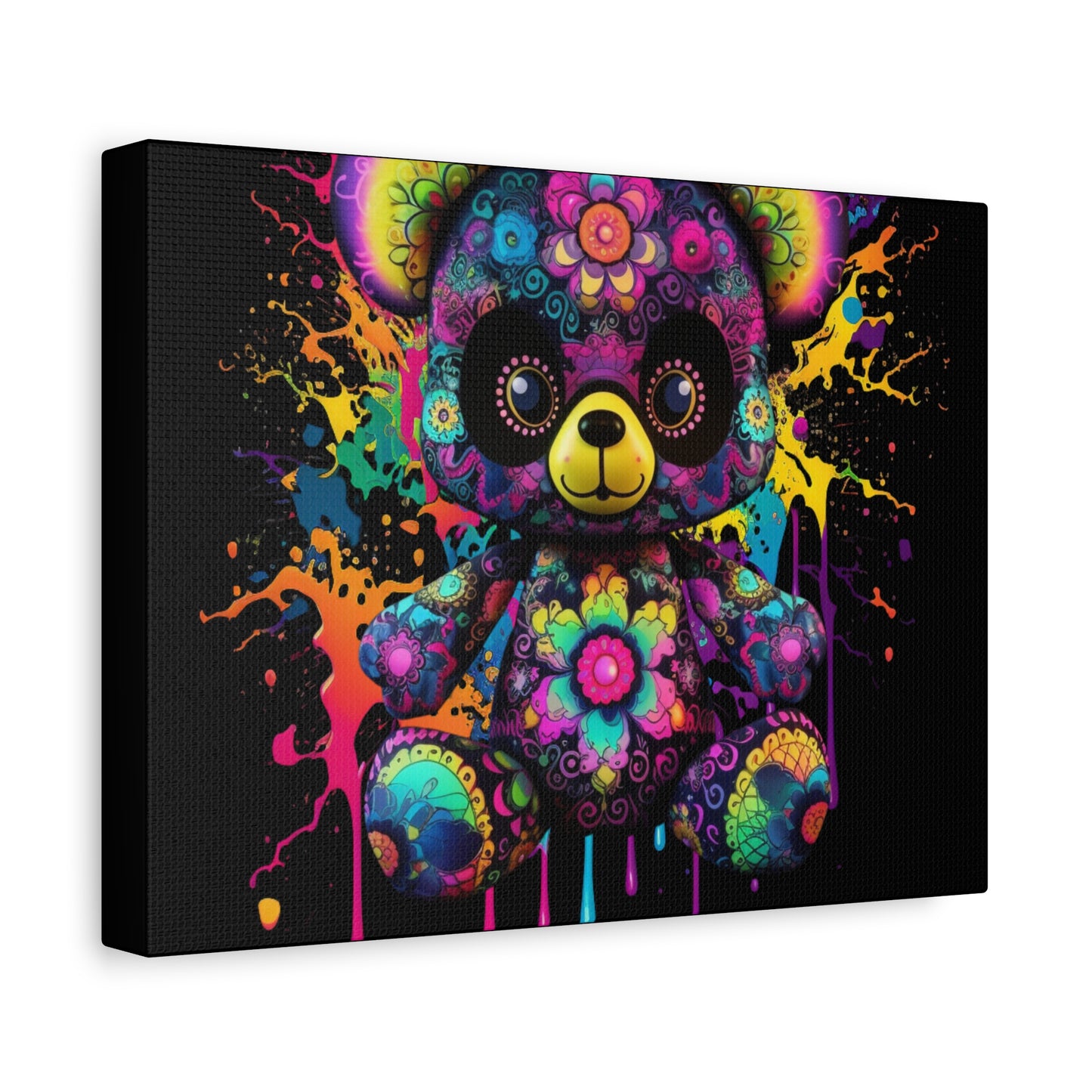Artistic Bear Canvas Wall Art, Colorful Bear Decor, Playful Room Decor, Unique Gift for Kids, Nursery Wall Hanging - VYBE Shop