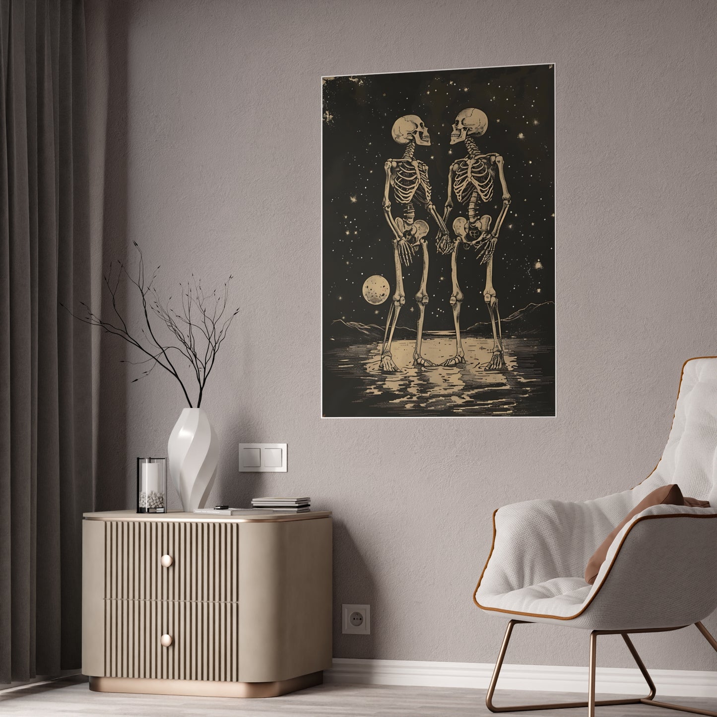 Skeleton Lovers Poster - Dark Aesthetic Decor and Gothic Home Accents - VYBE Shop