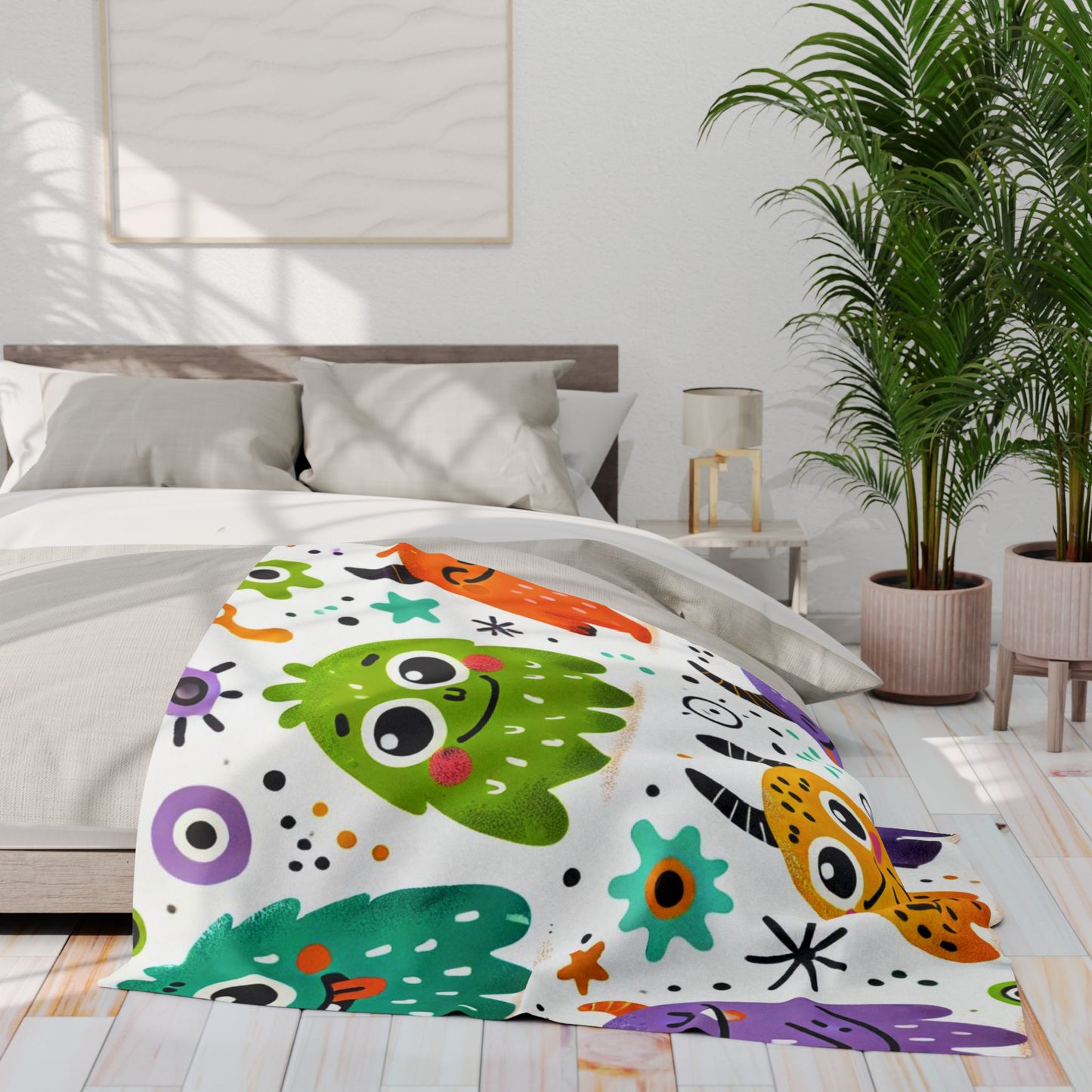 Kids Whimsical Monster Fleece Blanket