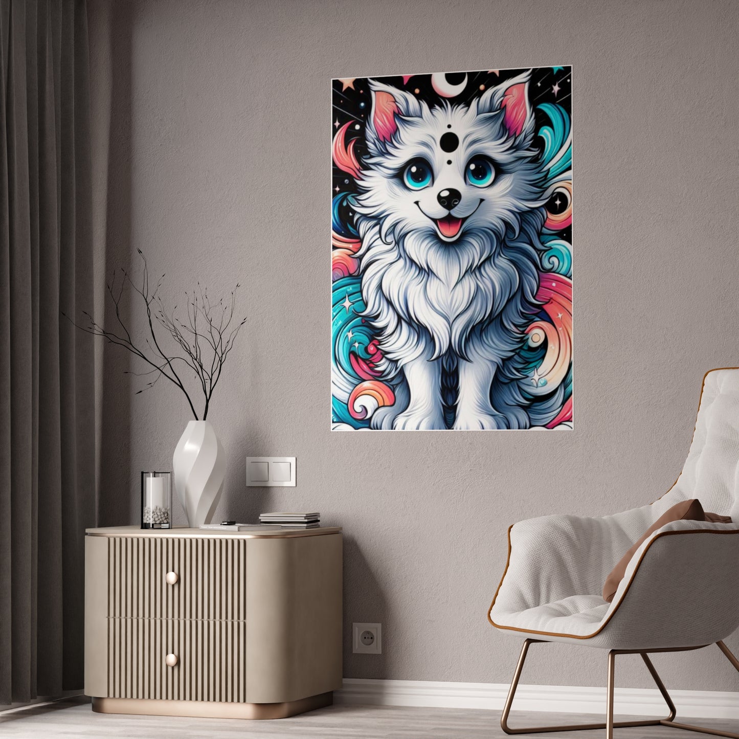 Glossy Cute Dog Art Poster - Adorable Dog Illustration for Pet Lovers - VYBE Shop