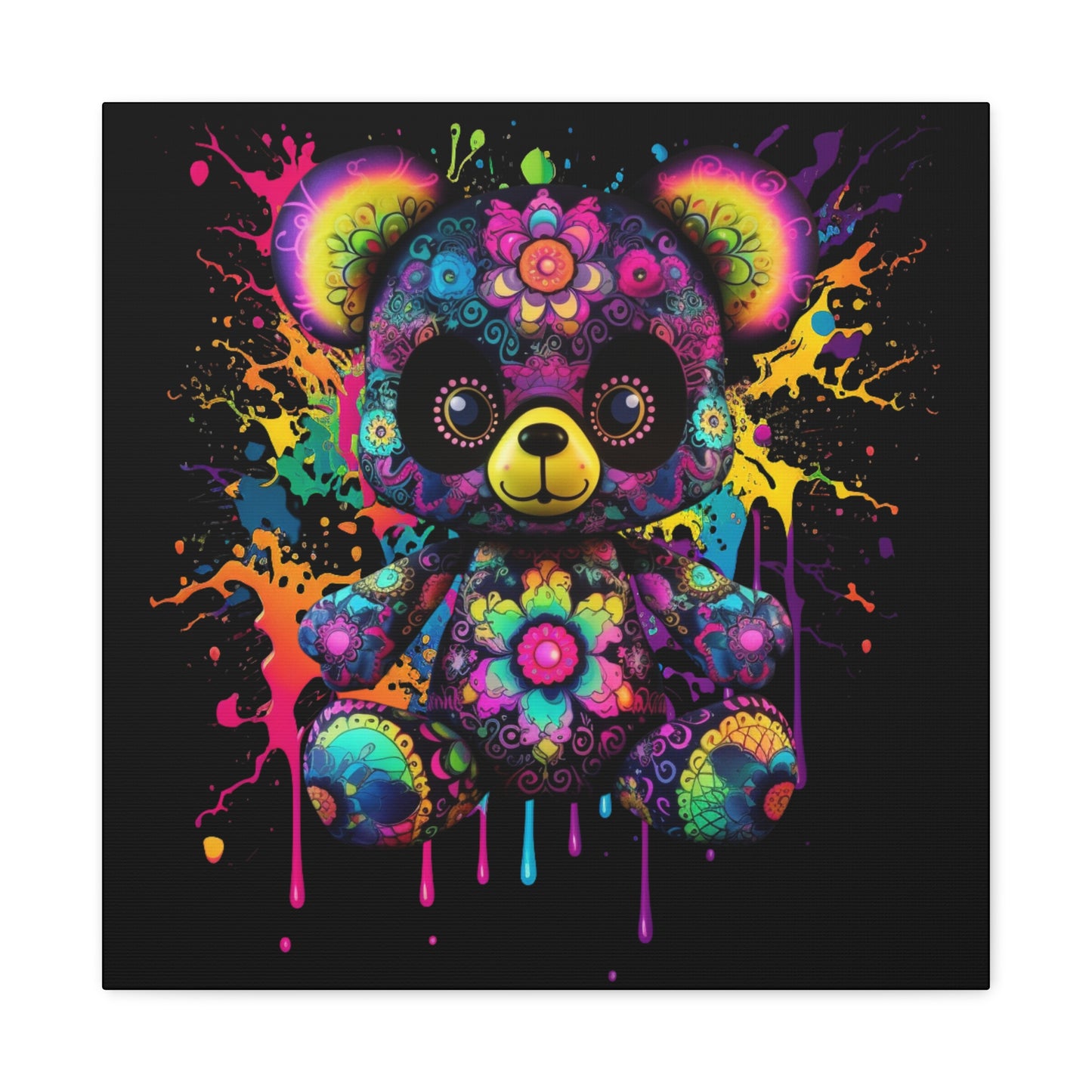Artistic Bear Canvas Wall Art, Colorful Bear Decor, Playful Room Decor, Unique Gift for Kids, Nursery Wall Hanging - VYBE Shop
