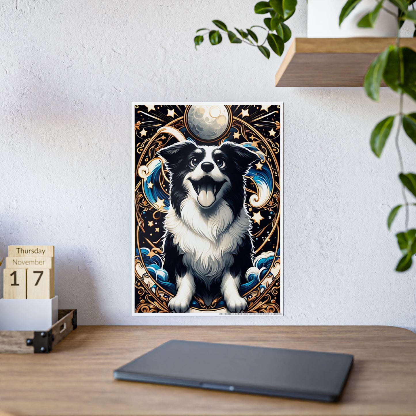 Glossy Dog Art Poster, Magical Pet Wall Decor - VYBE Shop