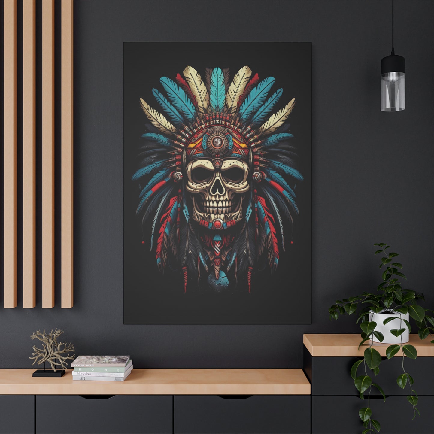 Bohemian Skull Canvas Art Print, Stretched Wall Decor, Unique Skull Artwork, Home Office Decoration, Ideal Gift for Art Lovers - VYBE Shop