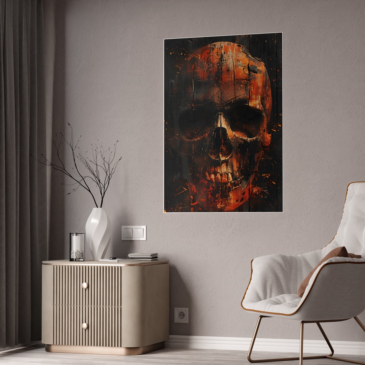 Skull Art Poster, Dark Aesthetic Wall Decor, Gothic Home Decor, Unique Gift Idea - VYBE Shop
