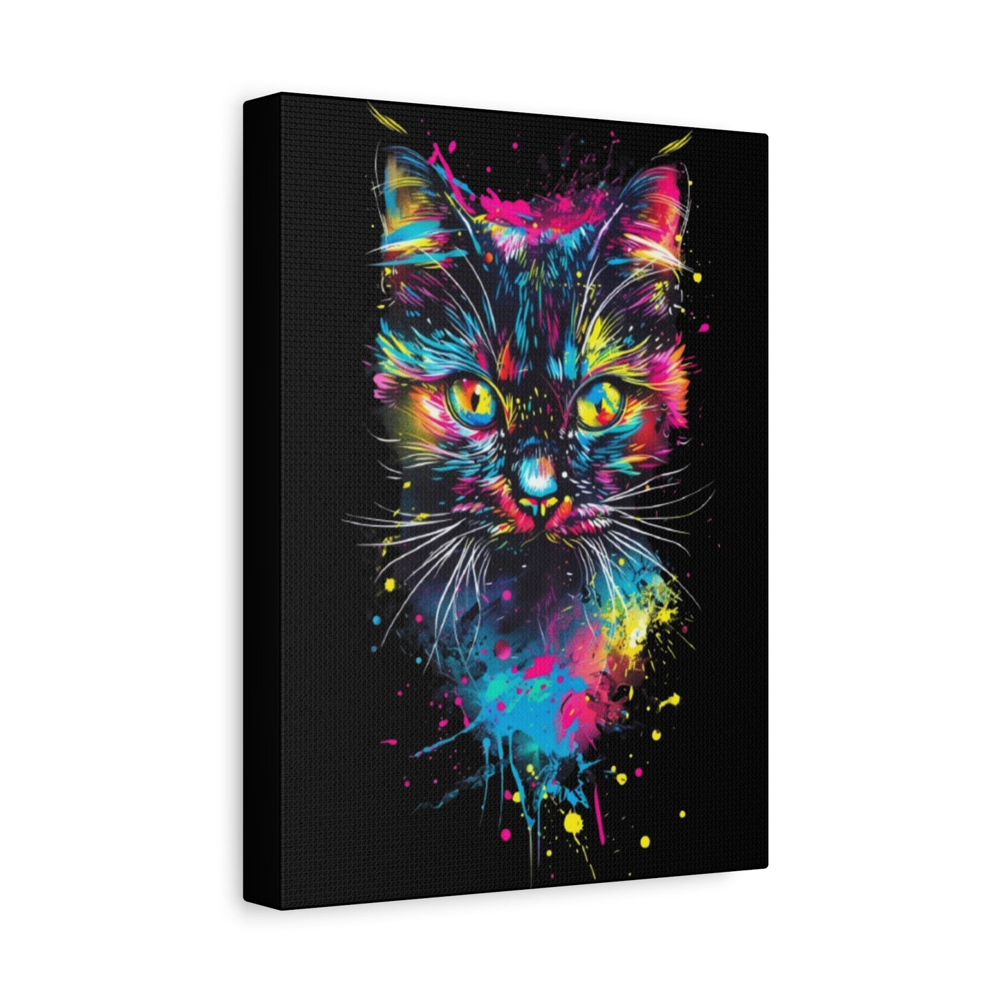 Neon Cat Art Canvas Wall Decor, Colorful Cat Portrait, Animal Wall Art, Cat Lover Gift, Home Decor - VYBE Shop