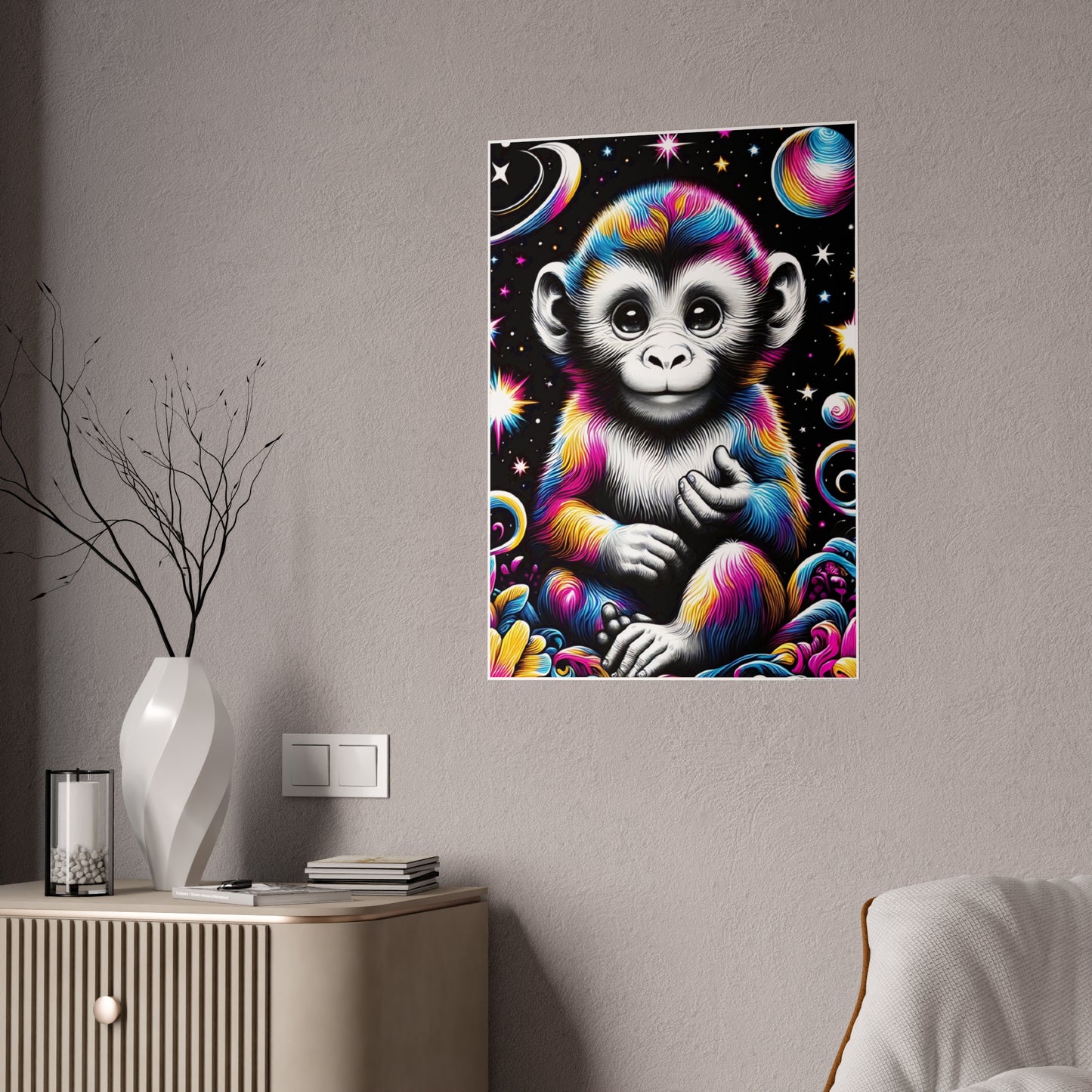 Vibrant Monkey Art Poster, Colorful Wall Decor - VYBE Shop
