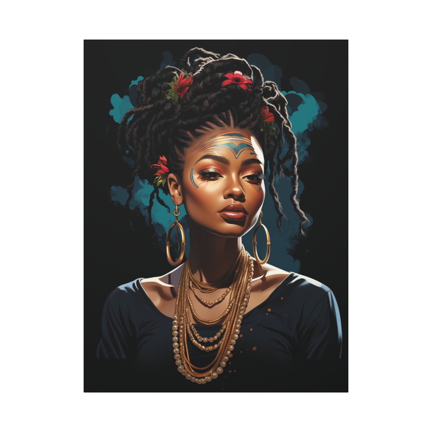 Bohemian Wall Art Canvas, Stunning Portrait Decor, Home Decoration, Unique Gift for Art Lovers, African Inspired Artwork, Living Room - VYBE Shop