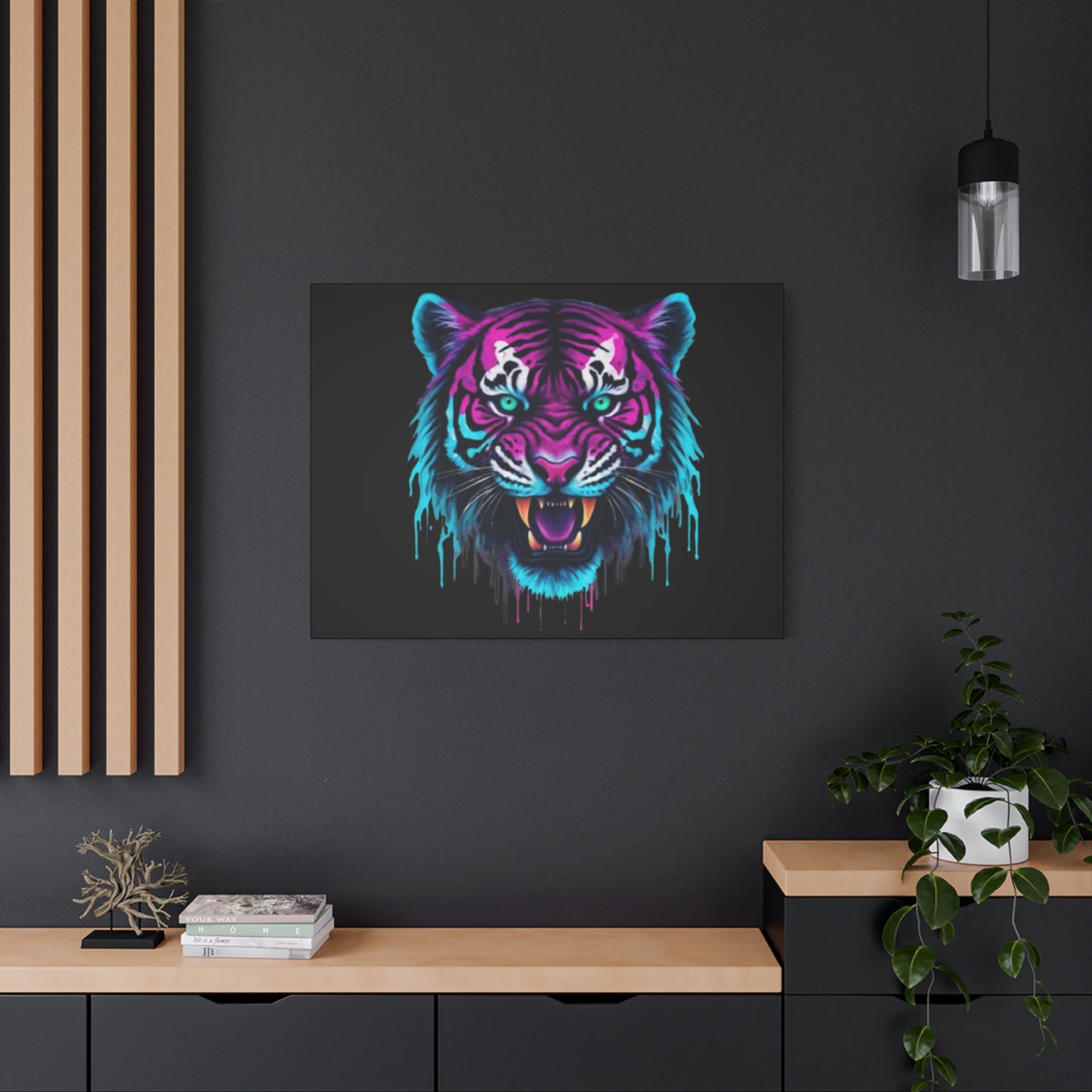 Neon Tiger Canvas Art, Wall Decor, Colorful Animal Artwork, Home Interior, Gift for Animal Lovers, Unique Wall Hanging - VYBE Shop
