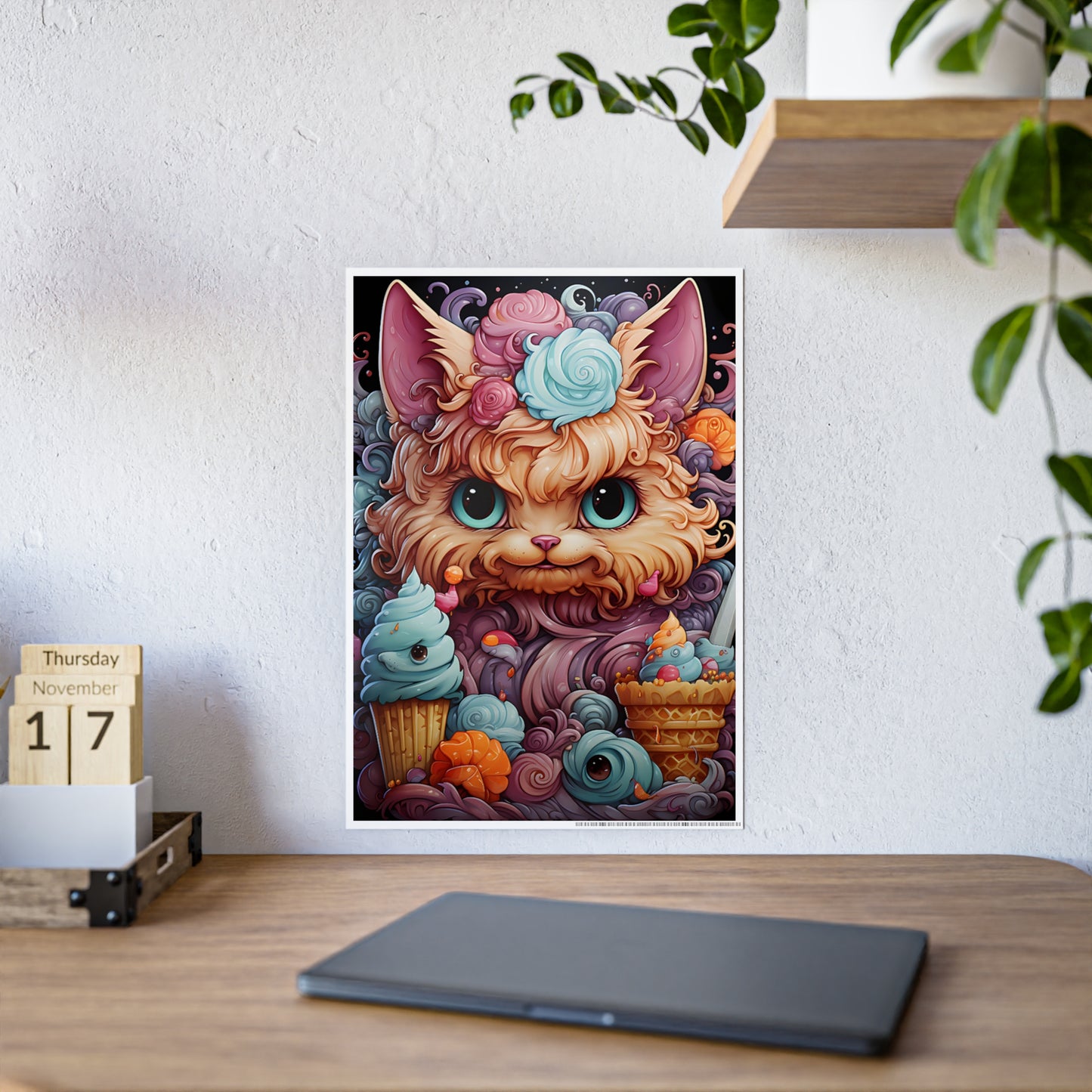 Colorful Cat Wall Art Poster - Cute Gloss Print for Vibrant Home Decor - VYBE Shop