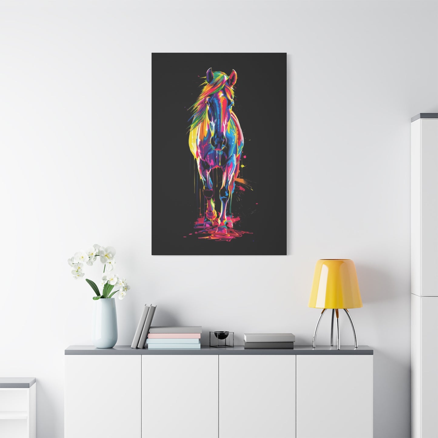 Neon Horse Canvas Art Print, Colorful Wall Decor for Animal Lovers, Horse Lover Gift, Equine Home Decor, Art for Kids Room - VYBE Shop