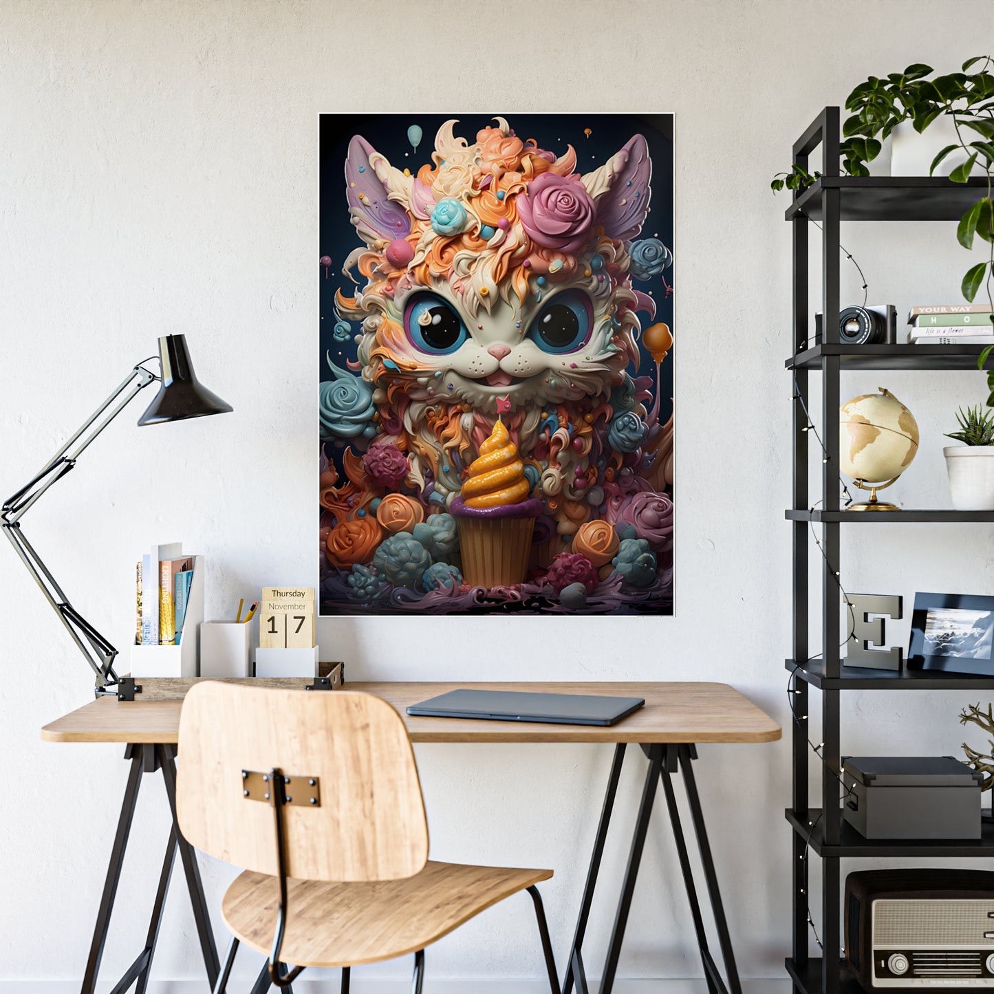Whimsical Cat Art Print - Charming Poster for Kids Room Decor - VYBE Shop
