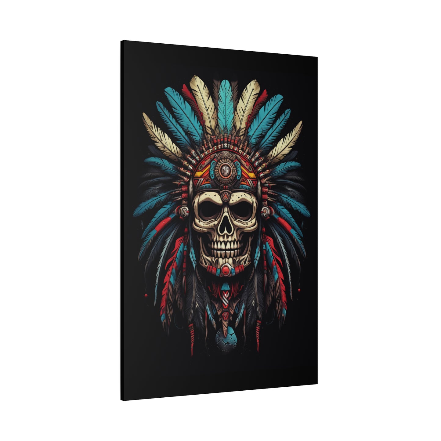 Bohemian Skull Canvas Art Print, Stretched Wall Decor, Unique Skull Artwork, Home Office Decoration, Ideal Gift for Art Lovers - VYBE Shop