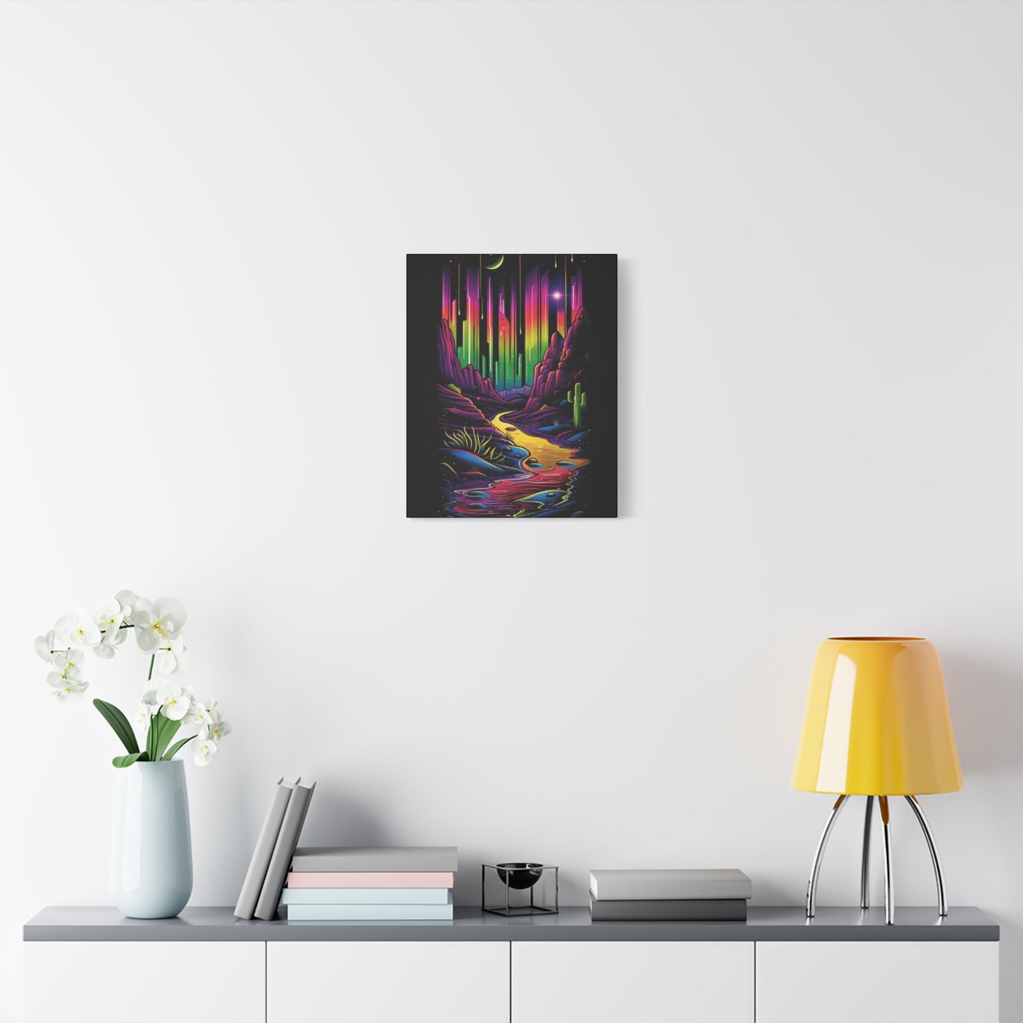 Neon Nature Canvas Art, Wall Decor, Colorful Landscape, Bohemian Home Decor, Gift for Art Lovers, Unique Wall Hanging - VYBE Shop