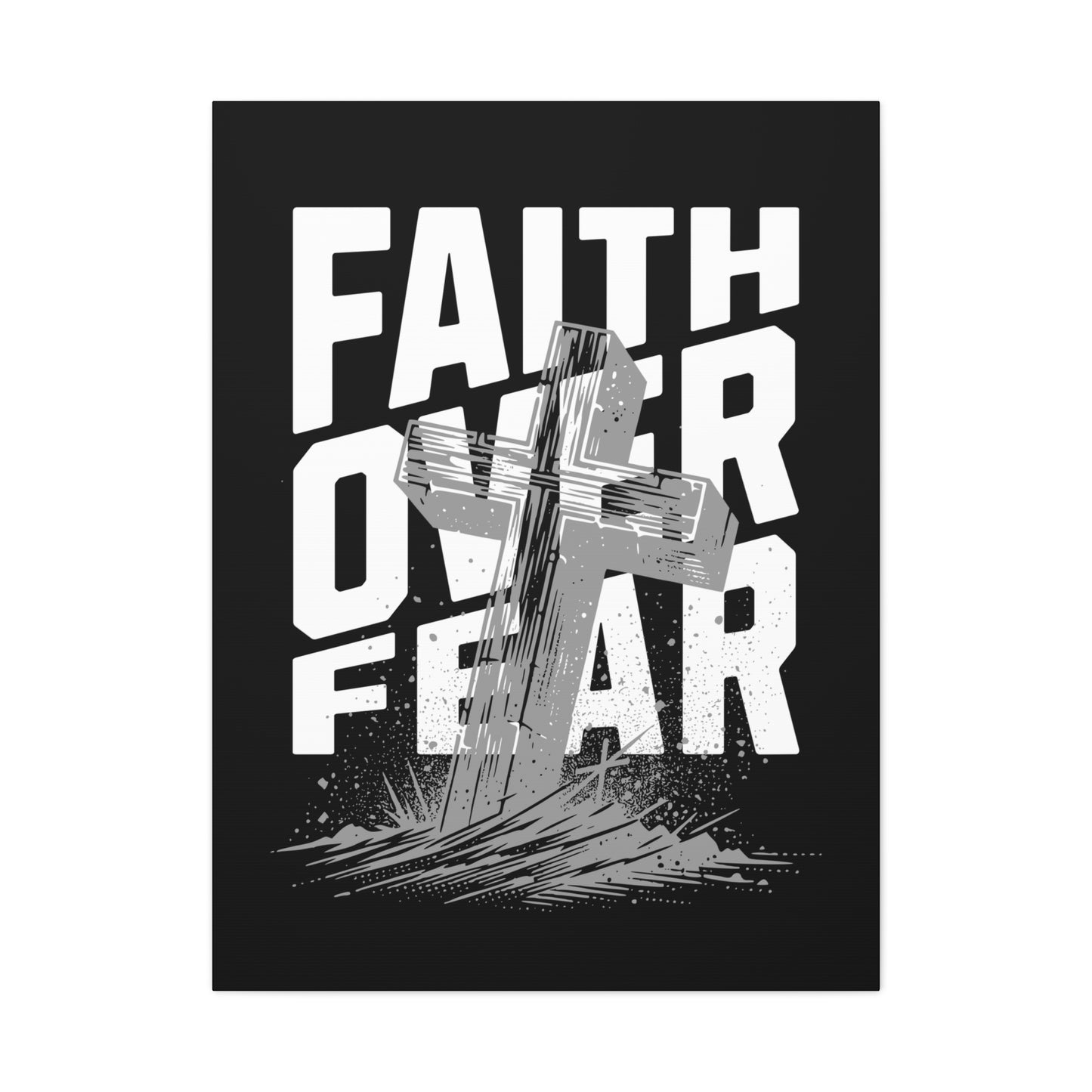 Religion- Faith Over Fear Canvas Print, Inspirational Wall Art, Religious Home Decor - VYBE Shop