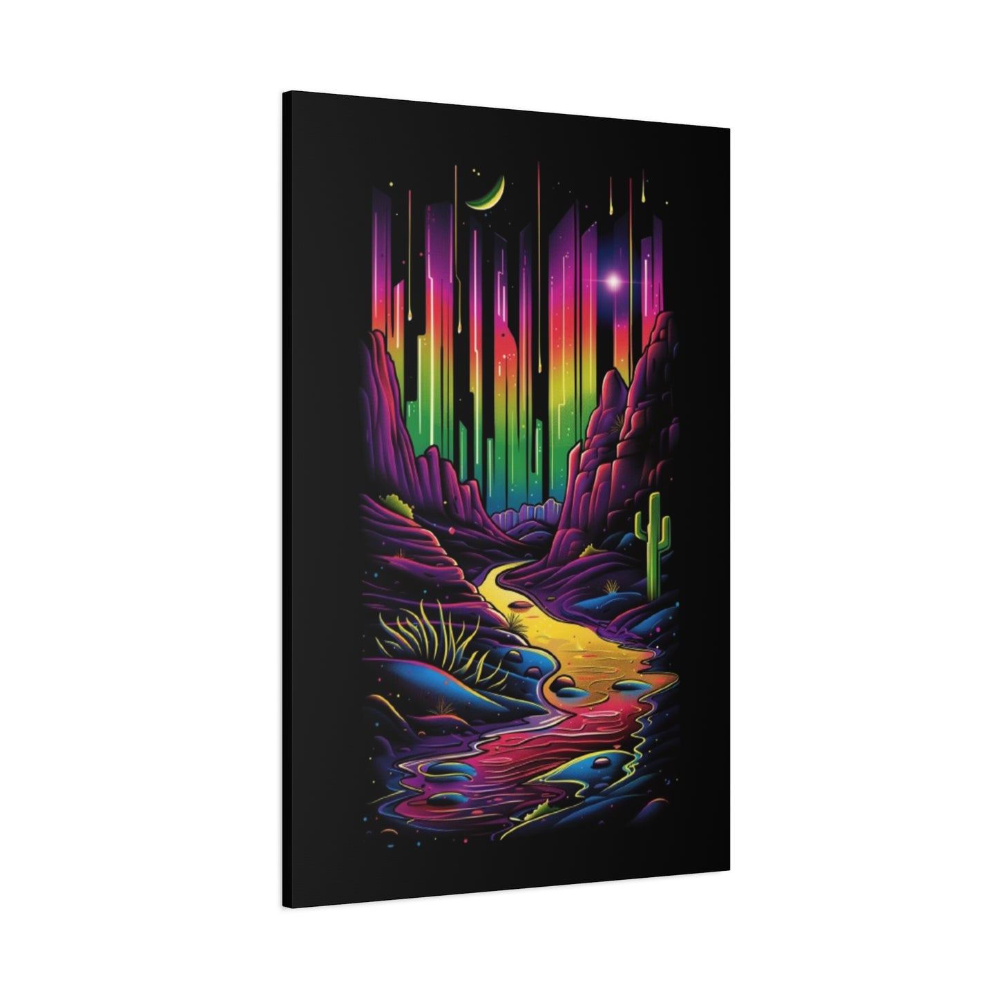 Neon Nature Canvas Art, Wall Decor, Colorful Landscape, Bohemian Home Decor, Gift for Art Lovers, Unique Wall Hanging - VYBE Shop