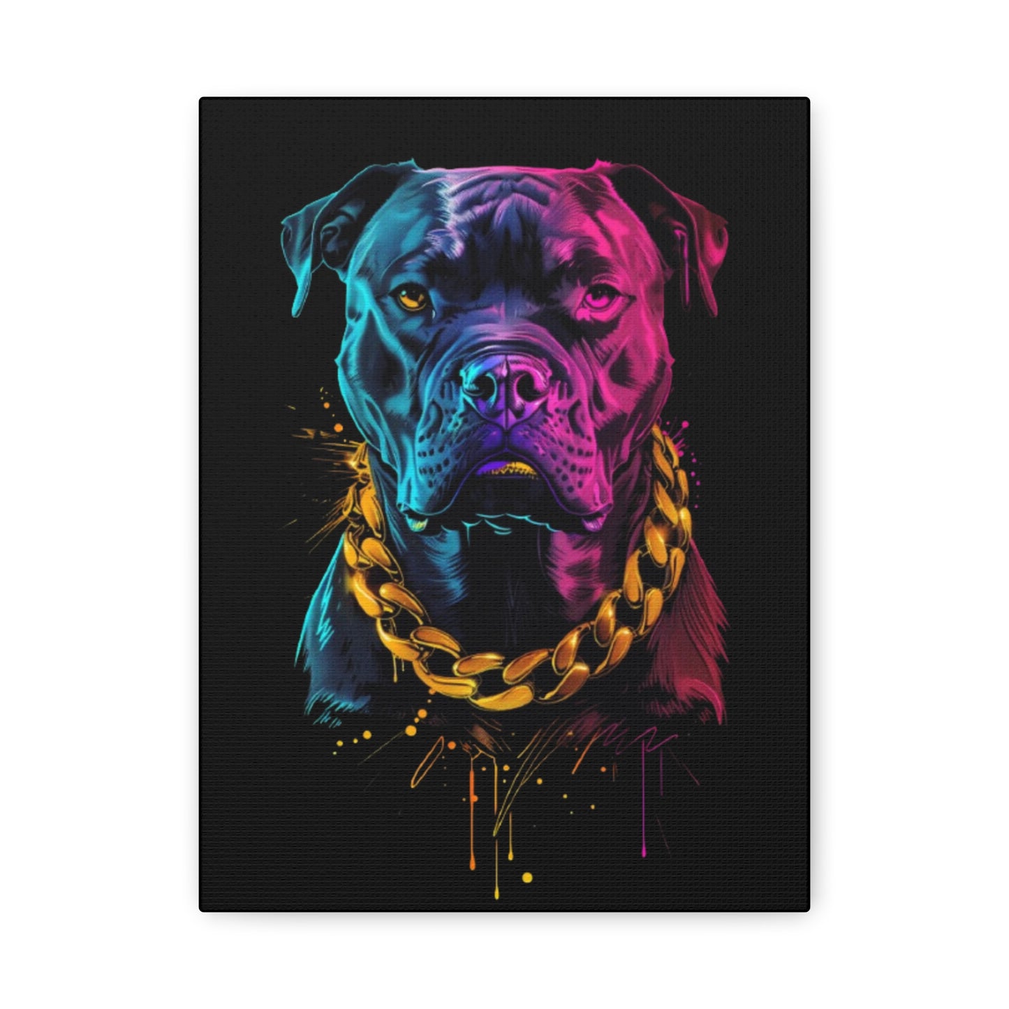 Neon Dog Portrait Canvas Print, Colorful Pet Art Wall Decor, Dog Lover Gift, Home Decoration, Unique Pet Memorial - VYBE Shop