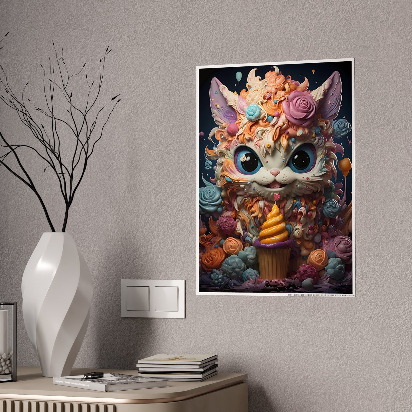 Whimsical Cat Art Print - Charming Poster for Kids Room Decor - VYBE Shop