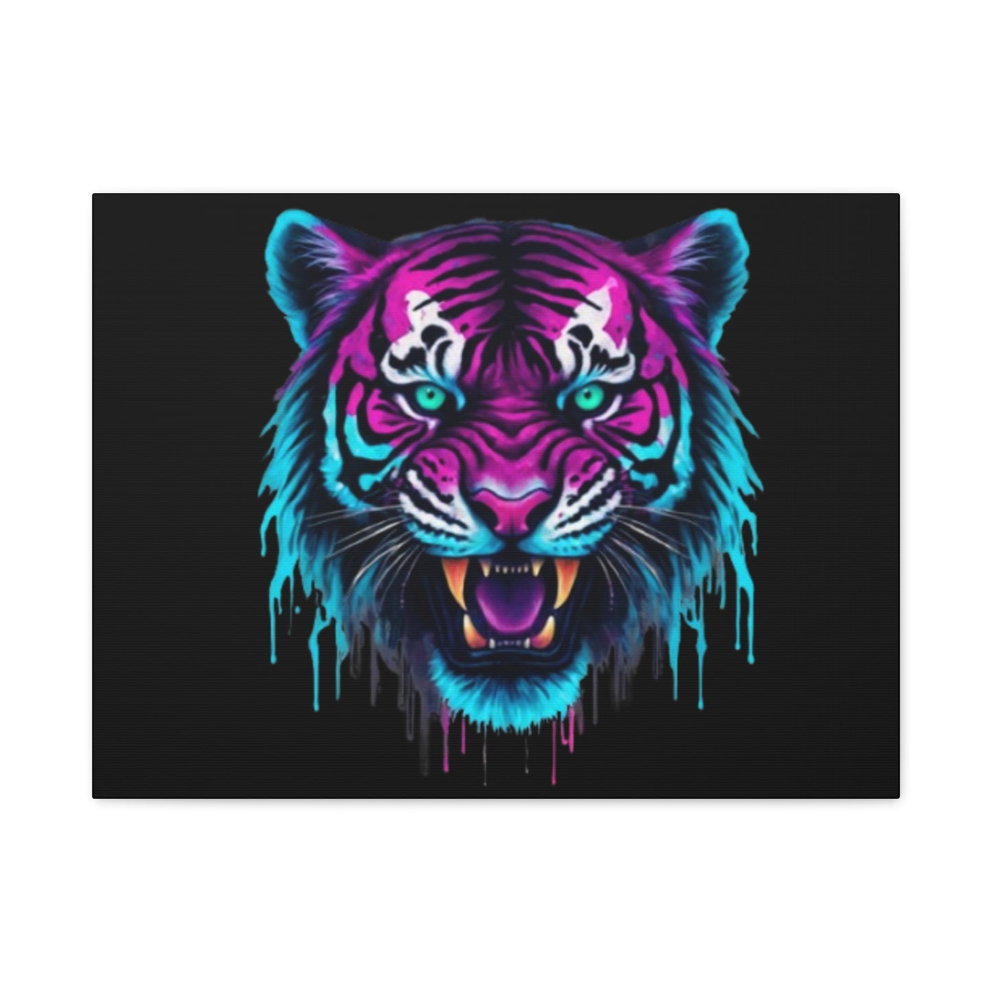 Neon Tiger Canvas Art, Wall Decor, Colorful Animal Artwork, Home Interior, Gift for Animal Lovers, Unique Wall Hanging - VYBE Shop