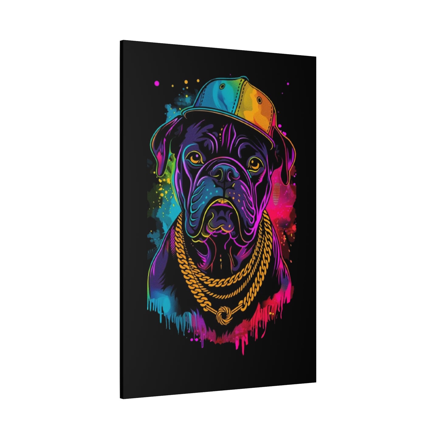 Neon Dog In Chain Matte Canvas, Stretched, 1.25" - VYBE Shop