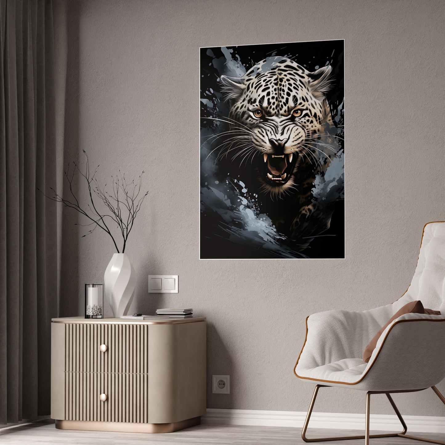 Leopard Wall Art Poster - Fierce Animal Gloss Print for Home Decor and Nature Lovers - VYBE Shop