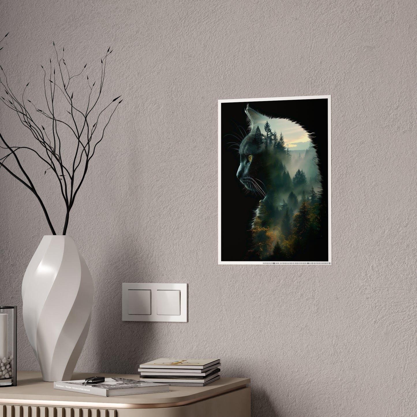 Mystical Cat Wall Art Print - Glossy Poster for Cat Lovers, Unique Nature-Inspired Home Decor - VYBE Shop