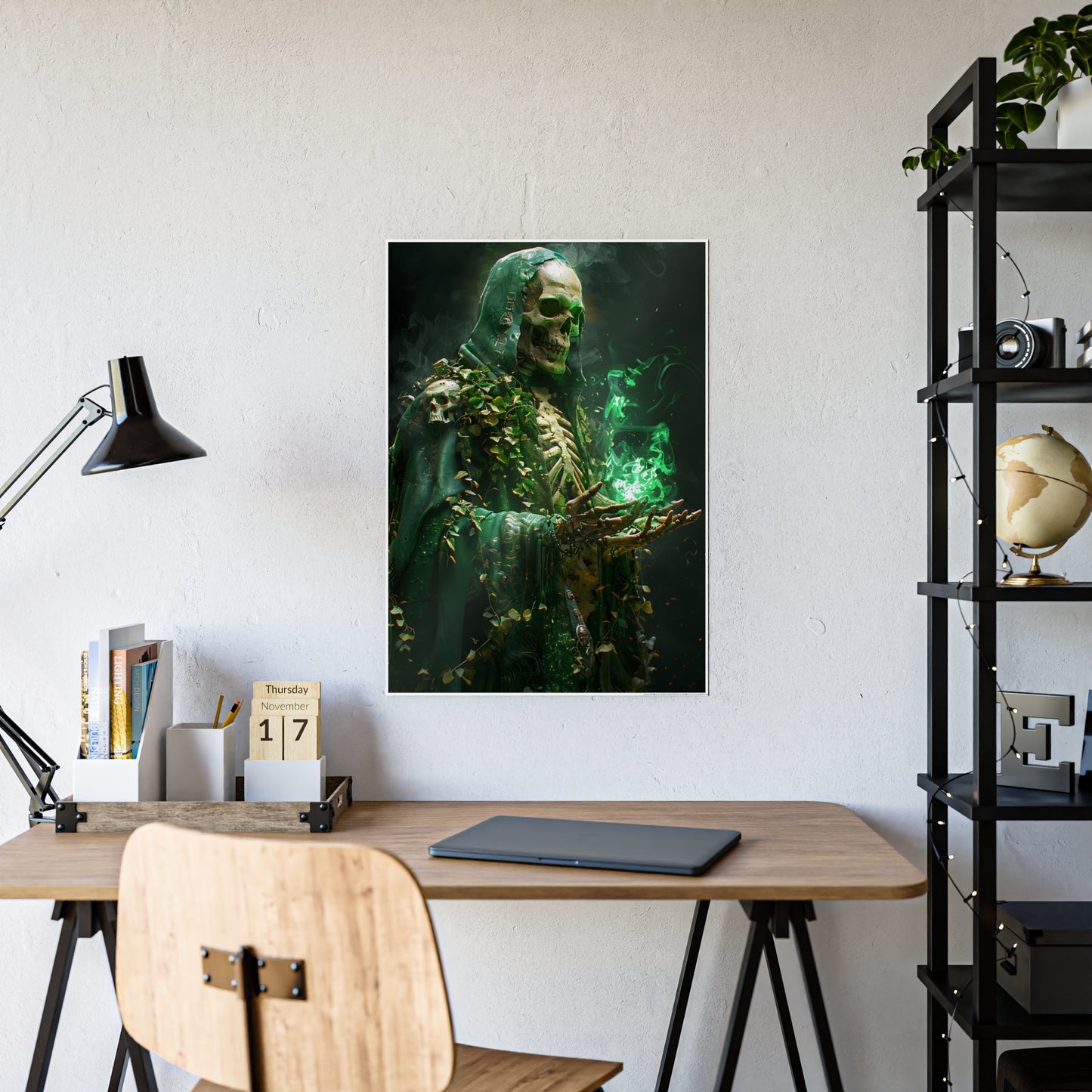Skeleton Art Poster - Eerie Gothic Glassy Wall Art for Unique Home Decor - VYBE Shop