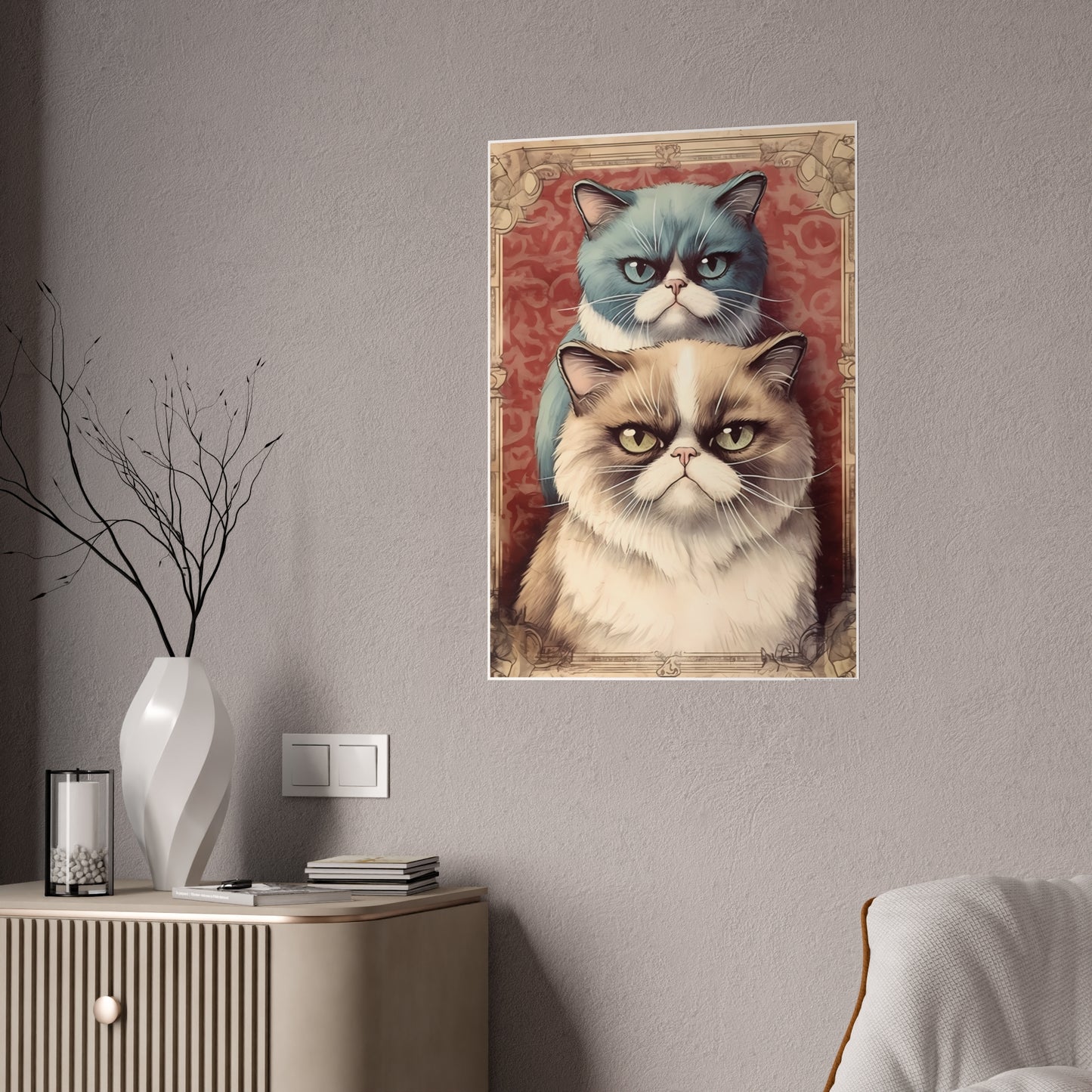 Cute Cat Art Poster, Cat Lover Gift - VYBE Shop
