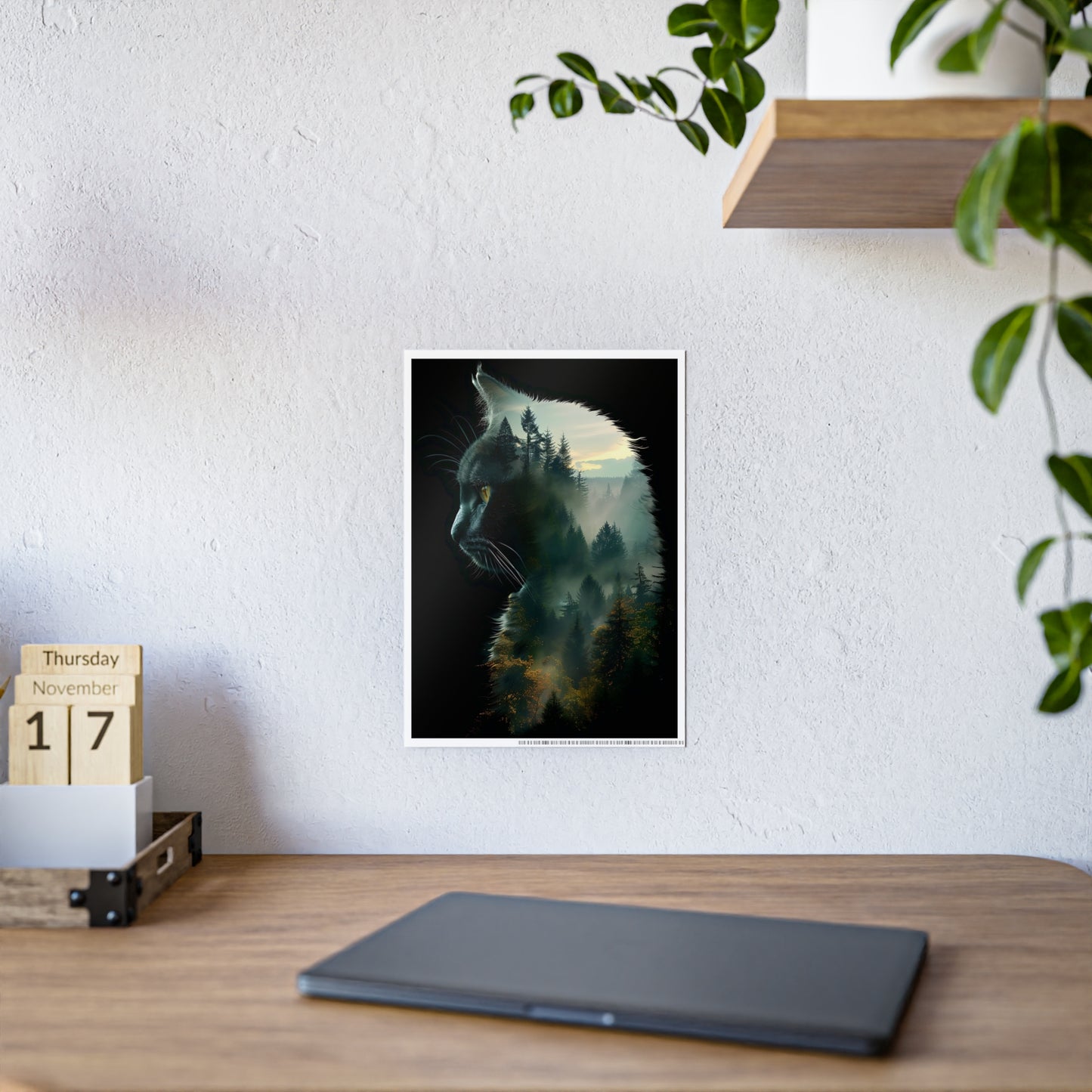 Mystical Cat Wall Art Print - Glossy Poster for Cat Lovers, Unique Nature-Inspired Home Decor - VYBE Shop