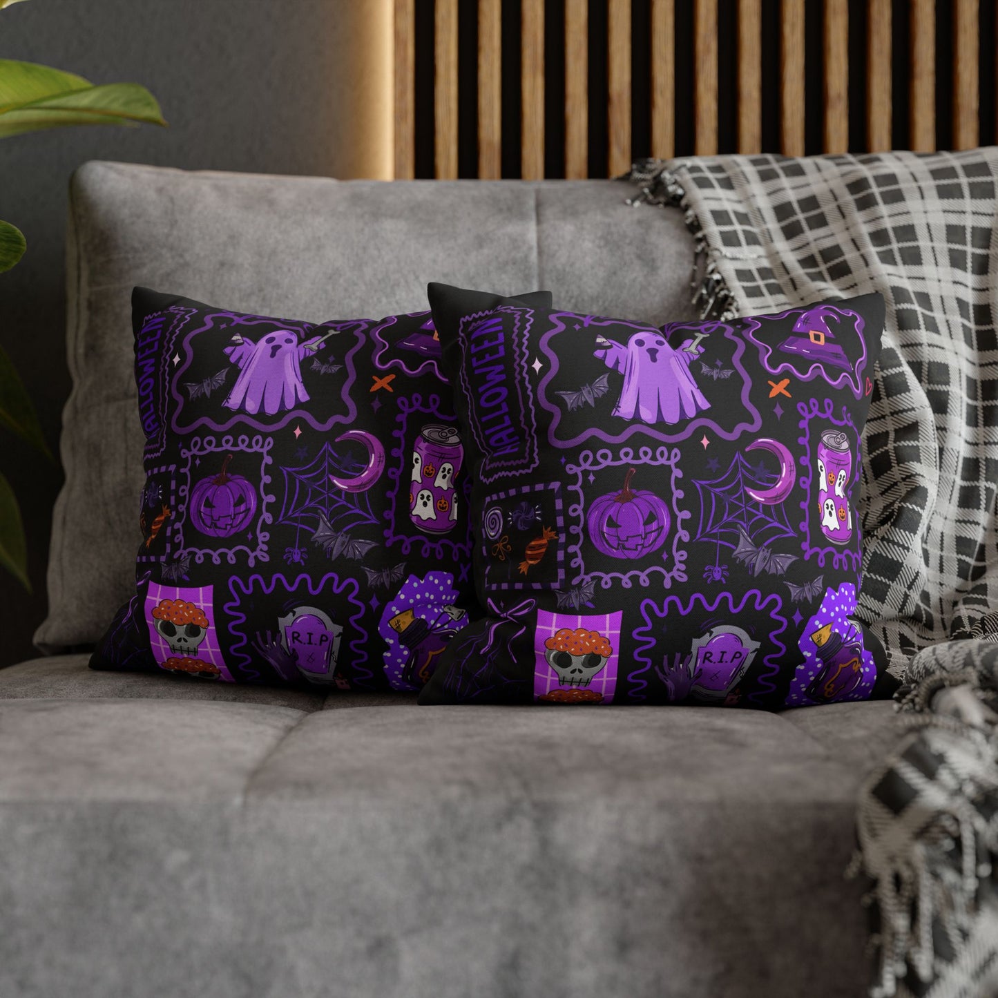 Halloween Pillowcase - Spooky Home Decor Cushion Cover with Ghost and Pumpkin Design - VYBE Shop