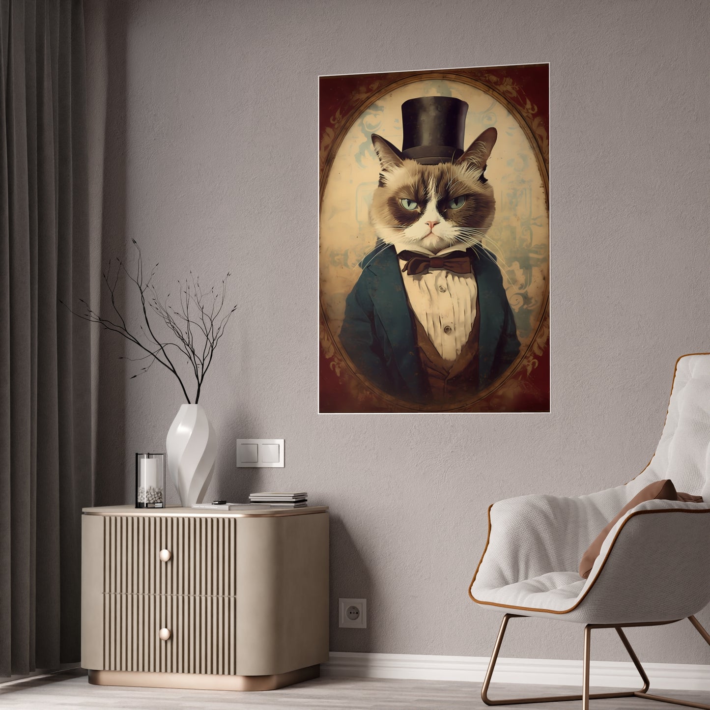 Elegant Cat Posters - Chic Cat Portrait Gloss Prints - VYBE Shop