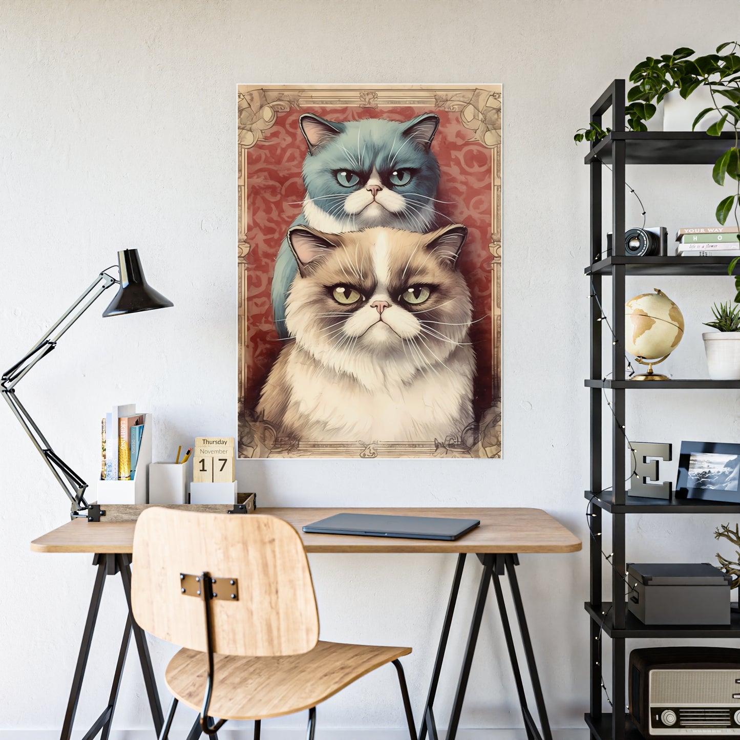 Cute Cat Art Poster, Cat Lover Gift - VYBE Shop