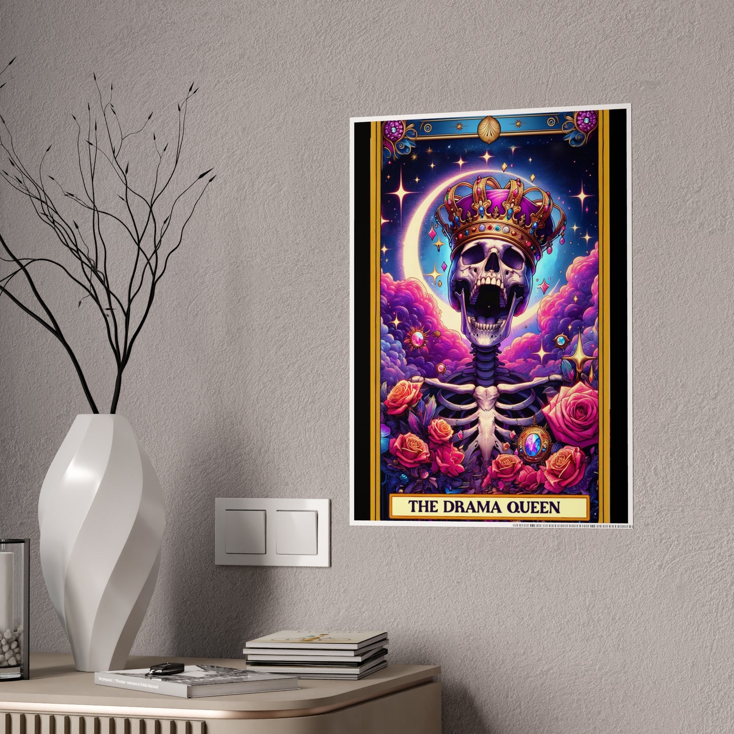 Drama Queen Skeleton Poster - Unique Tarot Wall Decor for Your Space - VYBE Shop