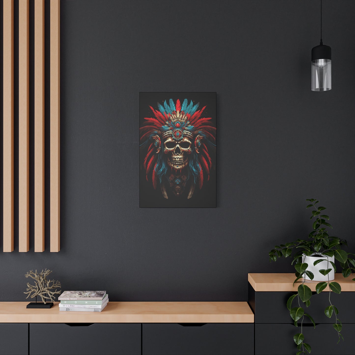 Bohemian Skull Canvas Print, Wall Art, Home Decor, Unique Gift, Ethnic Artwork, Colorful Wall Hanging - VYBE Shop